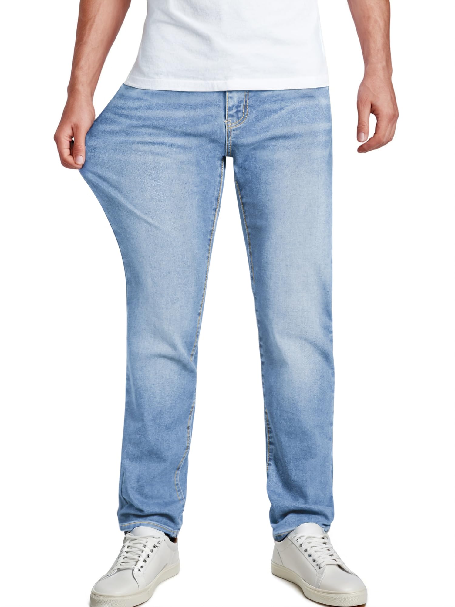 JMIERR Mens Stretch Jeans Straight Leg Casual Denim Pants | Stretch Denim, Comfort and Flexible, 5 Pockets, Casual, Relaxed Fit, Sweatpant Jeans, Big