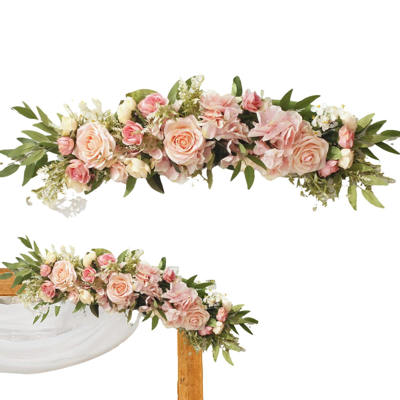 Rooeling Wedding Arch Flowers For Ceremony - Rustic Wedding Flowers,Artificial Floral Swag Greenery Leaves Flower For Door Window Home Decoration