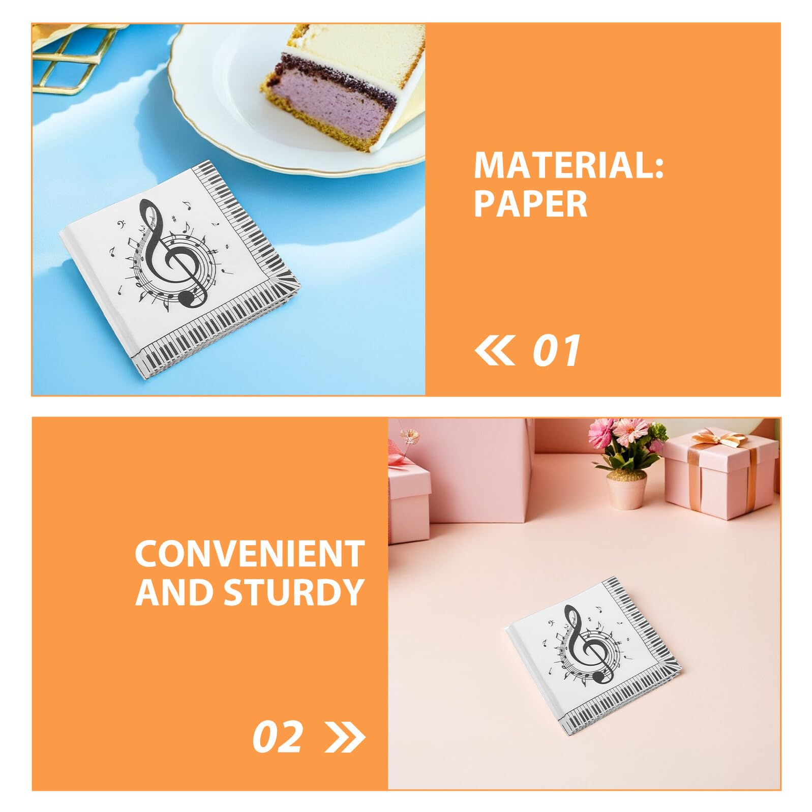 Servilletas de Papel Notas Musicales para Fiestas 100 Unidades Diseño Cuadrado Servilletas Desechables para Cumpleaños y Bodas Decoración Temática Musical para Eventos