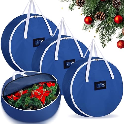 4 bolsas de almacenamiento para coronas de San Valentín de 24 x 7 pulgadas, bolsa de almacenamiento impermeable Oxford con asas reforzadas con