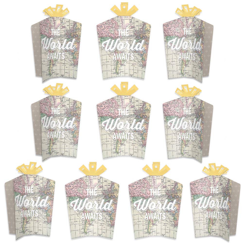 Big Dot of HappinessWorld Awaits - Table Decorations - Travel Themed Party Fold and Flare Centerpieces - 10 Count