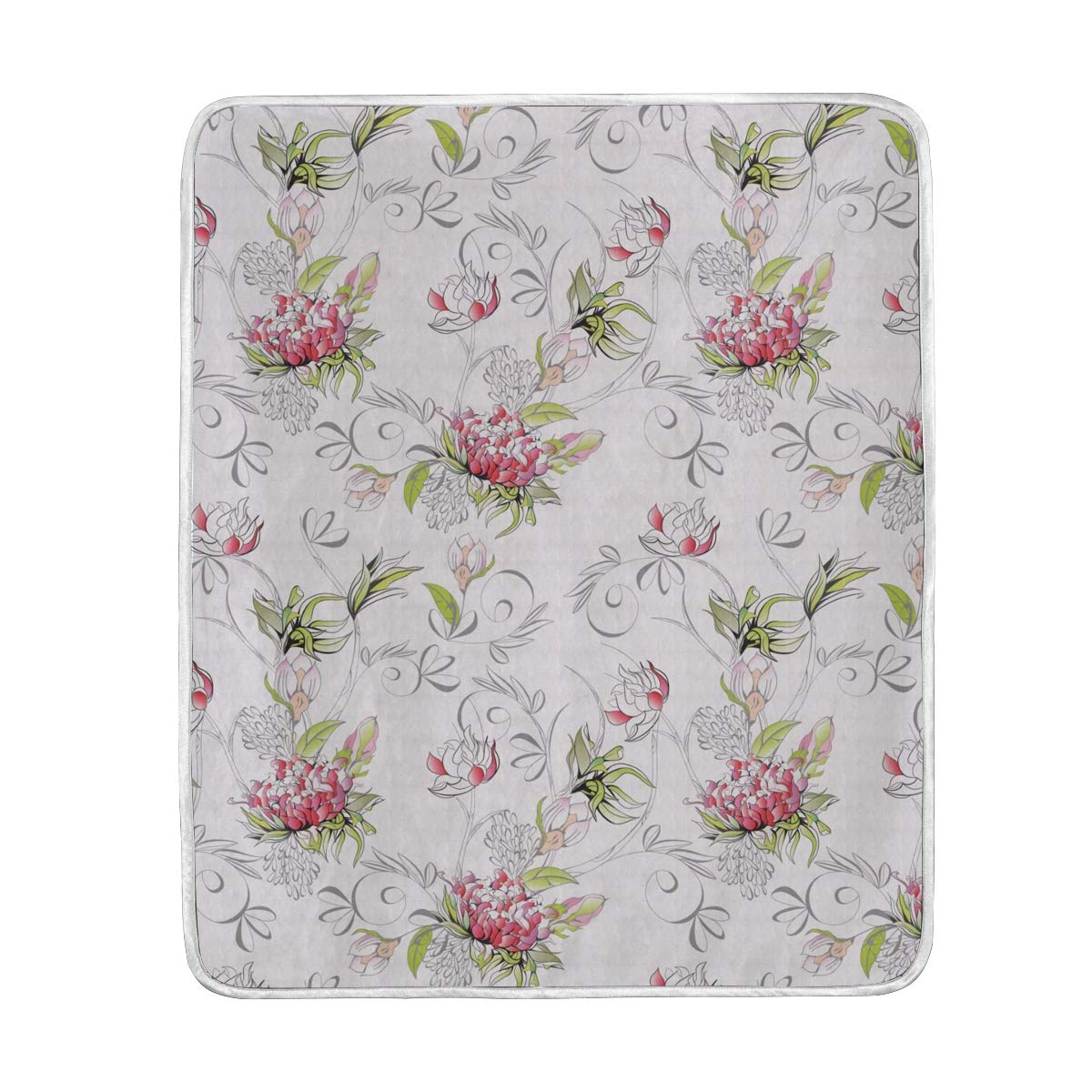 Flowers Throw Blanket for Couch Sofa Bejirog Velvet Throw Soft Fuzzy Cozy Lightweight Blanket 60 x 50 Inches