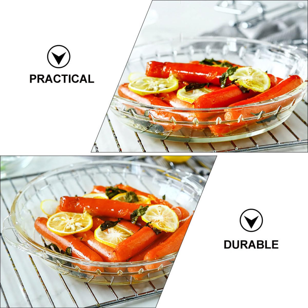 Toyvian 2 Stück Glasbackblech aus Gehärtetem Glas mit Mikrowellen und Kühlschranktauglichkeit für Gebackene Reisgerichte und Aufläufe Hitzebeständig und Bruchfest