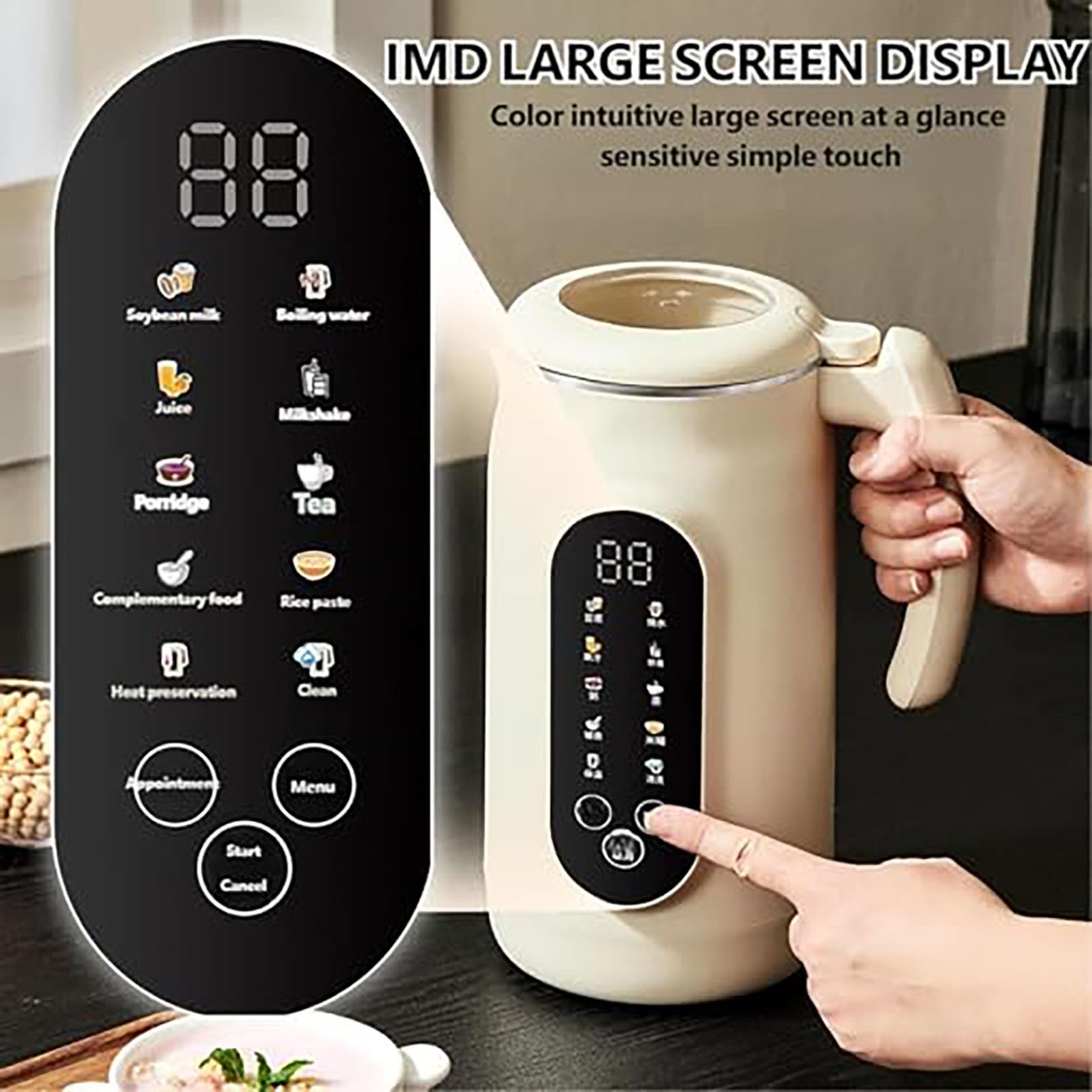 10-W-1 Maszyna Do Mleka Orzechowego 1500ml 800W | 14 Ostrzy, Ciepłe I Zimne, Timer 12H, Samoczyszczenie Do Mleka Roślinnego(white)