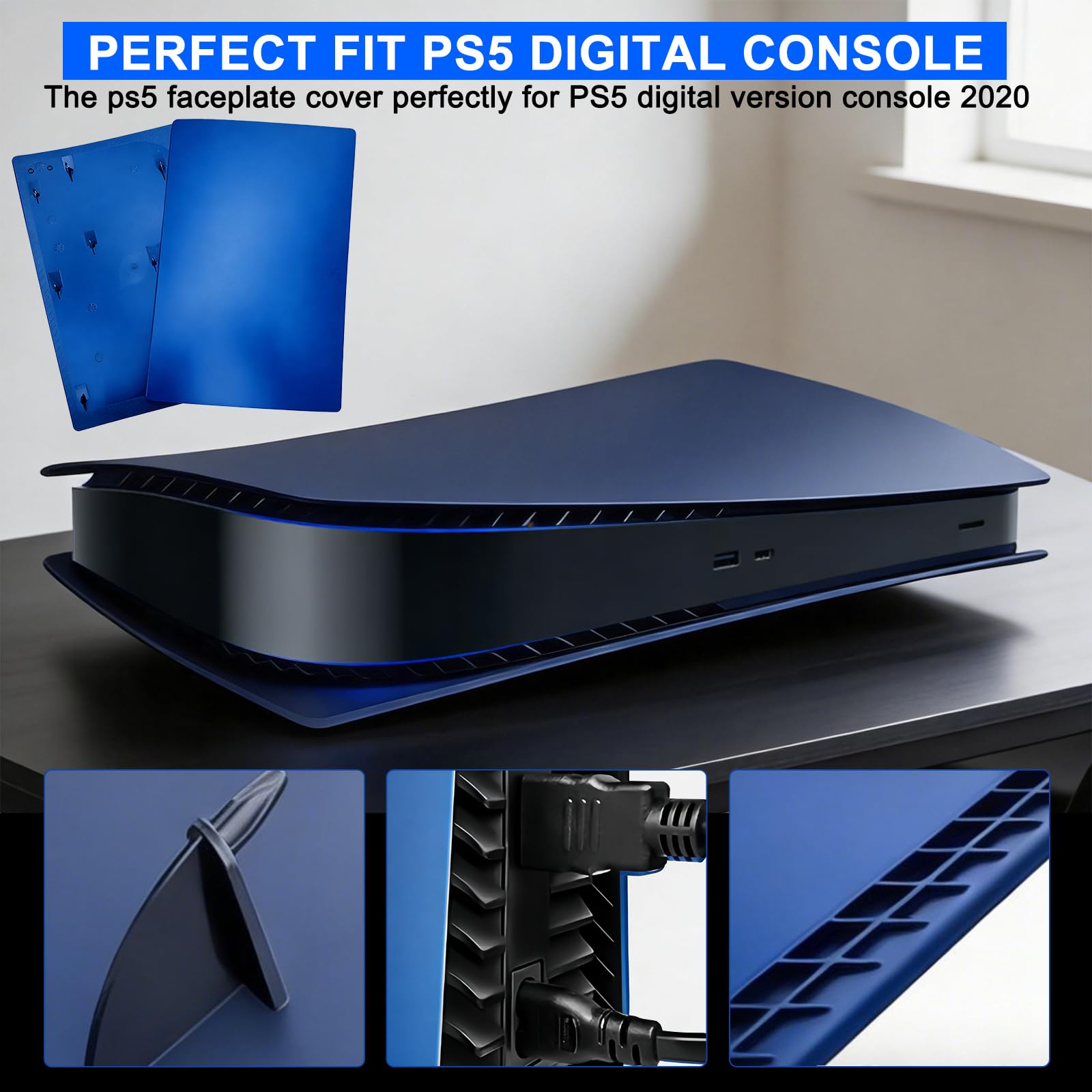 ArVin - Cover di ricambio per PS5, per console PS5, ABS antigraffio, antipolvere, accessori per Playstation 5, console di gioco digitale edizione digitale (blu)