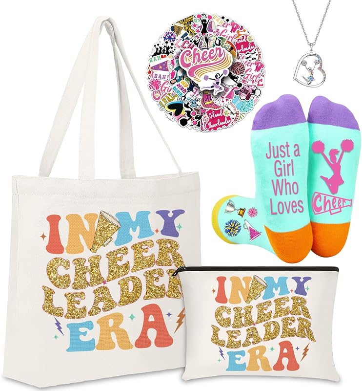 Conjunto de presentes para fãs de cheerleading FJHAIY com necessaire, colar, meias e adesivos, Cheerleader-Set B