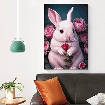Amazon.co.jp: 絵画 かわいいウサギインテリア 絵画 超リアルな動物