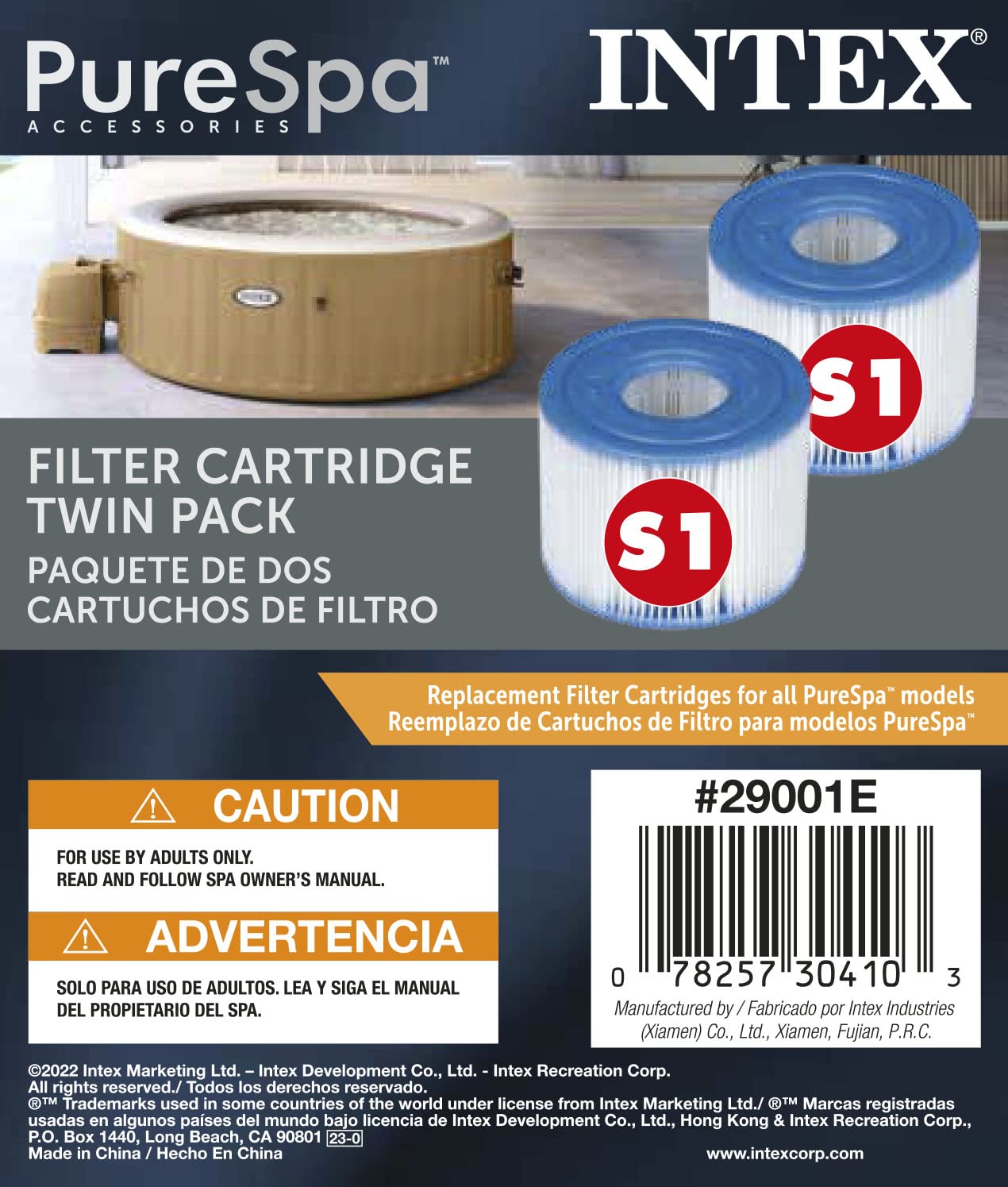Intex 29011E PureSpa - Cartuchos de Repuesto para Filtro de bañera de hidromasaje Tipo S1 Easy Set (6 filtros), Azul y Blanco