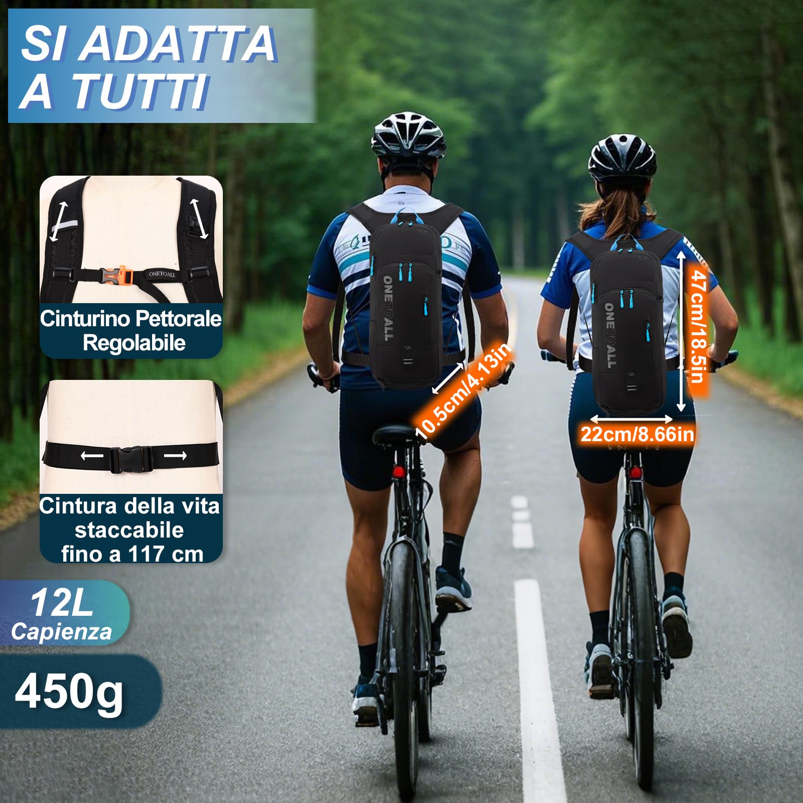 LOCAL LION Zaino MTB, Zaino Bicicletta 6L/12L, Zaini Ciclismo Enduro Leggero con Parapioggia Impermeabile e Copricasco, Zainetti per Idratazione Sciare Moto Running Mountain Bike Unisex Uomo Donna