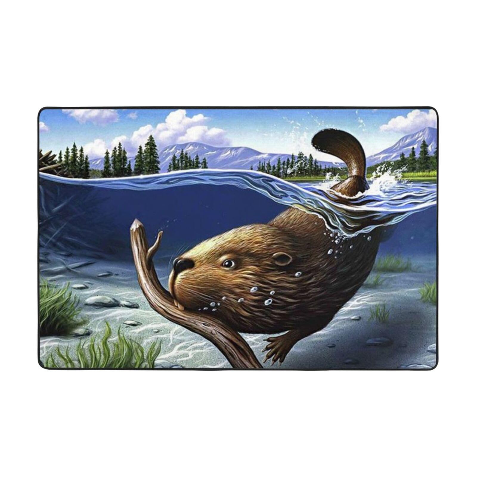 Tapis de sol en flanelle Busy Beaver pour le salon et la chambre