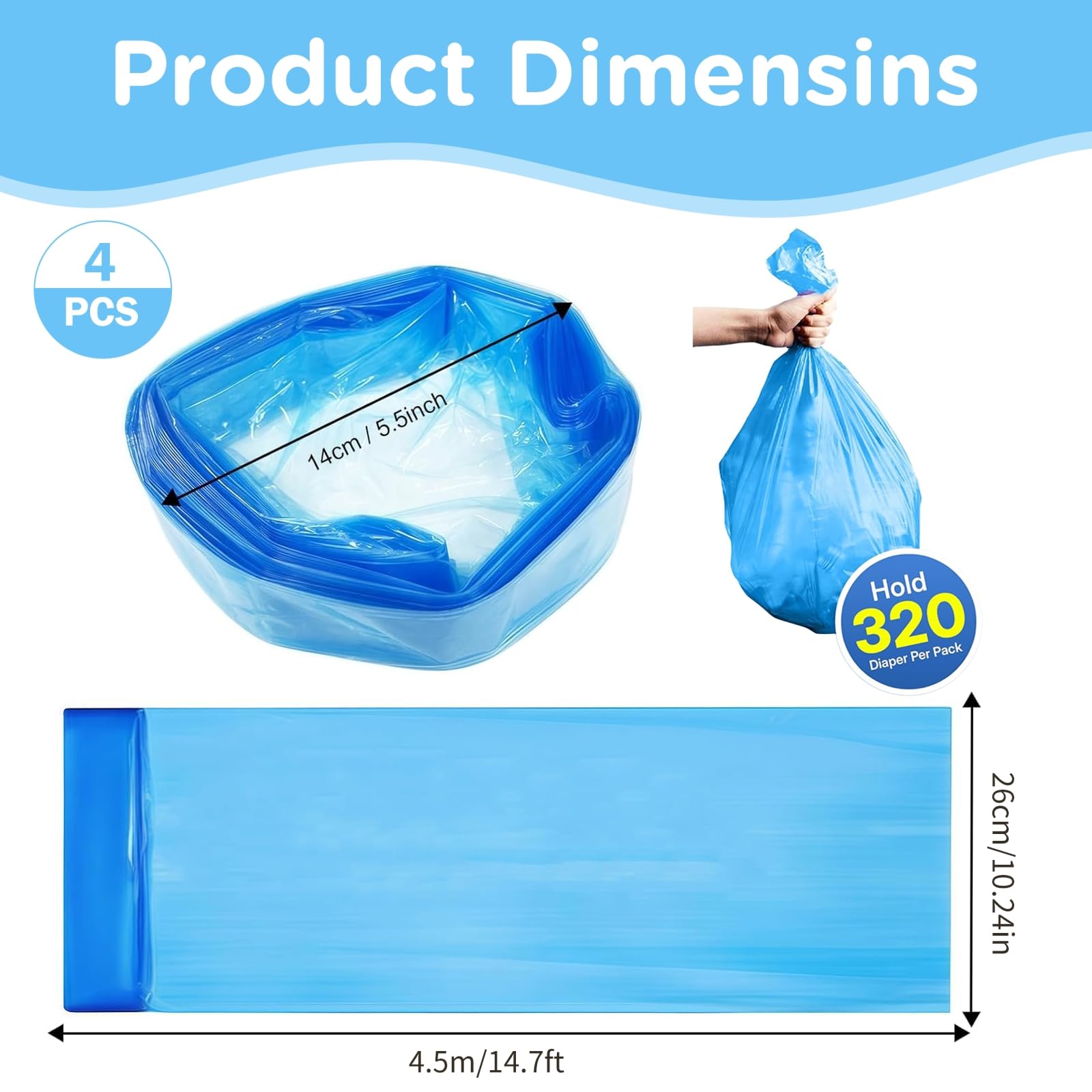 Nappy Bin Refill, Newborn Baby Diaper Pail Refill Bags, Nappy Bin Refill Bags Compatible with Tommee Tippee - Image 3