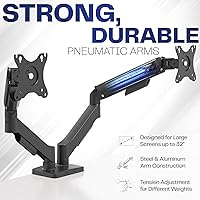 Vista 3 de VIVO Monitor dual de hasta 32 pulgadas y 19.8 libras por pantalla, soporte de escritorio con brazo neumático, contrapeso articulado, soporte VESA
