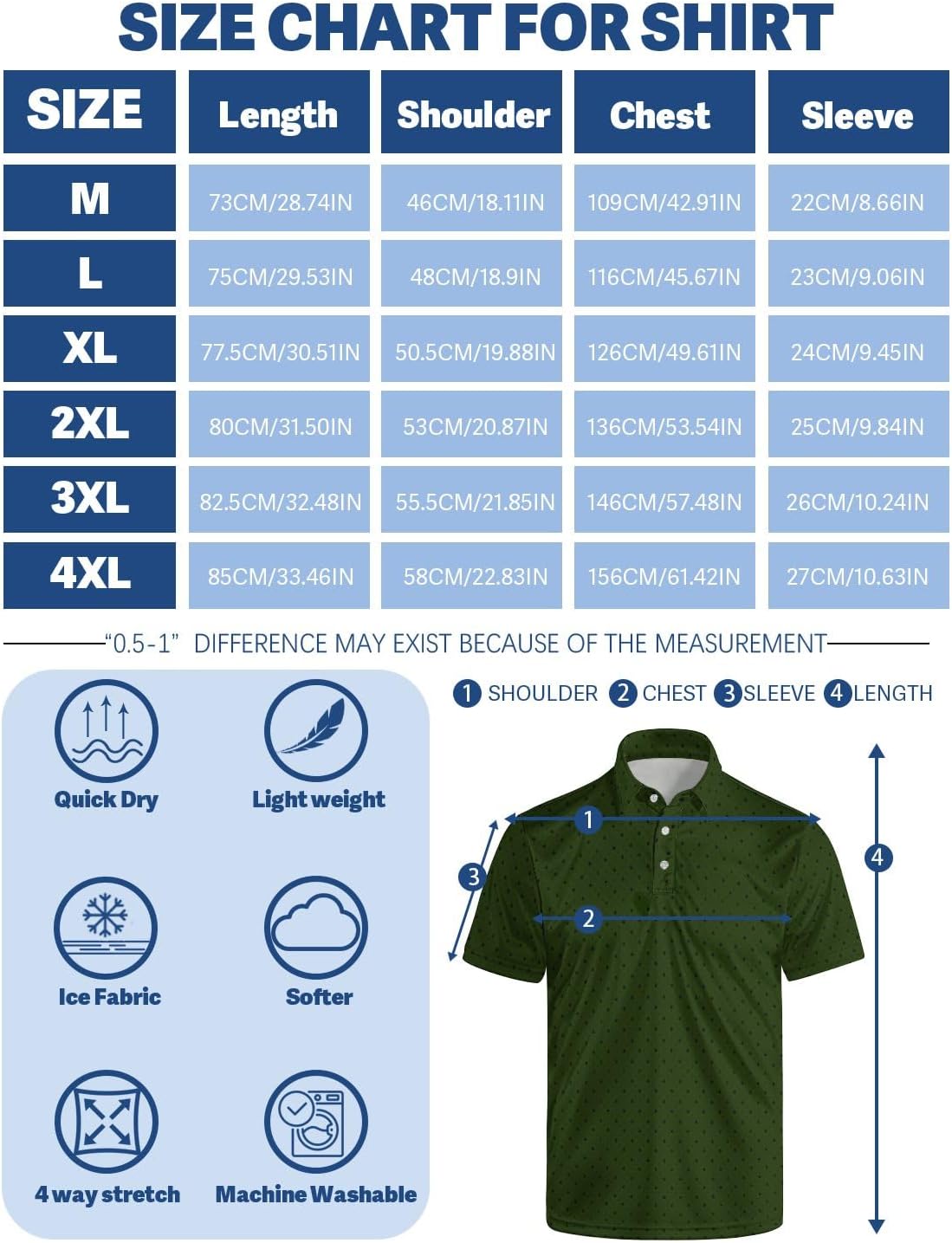 Golf Shirts for Men Funny Polo Short Sleeve Performance Moisture Wicking Quick Dry Mens Hawaiian Polo Shirt