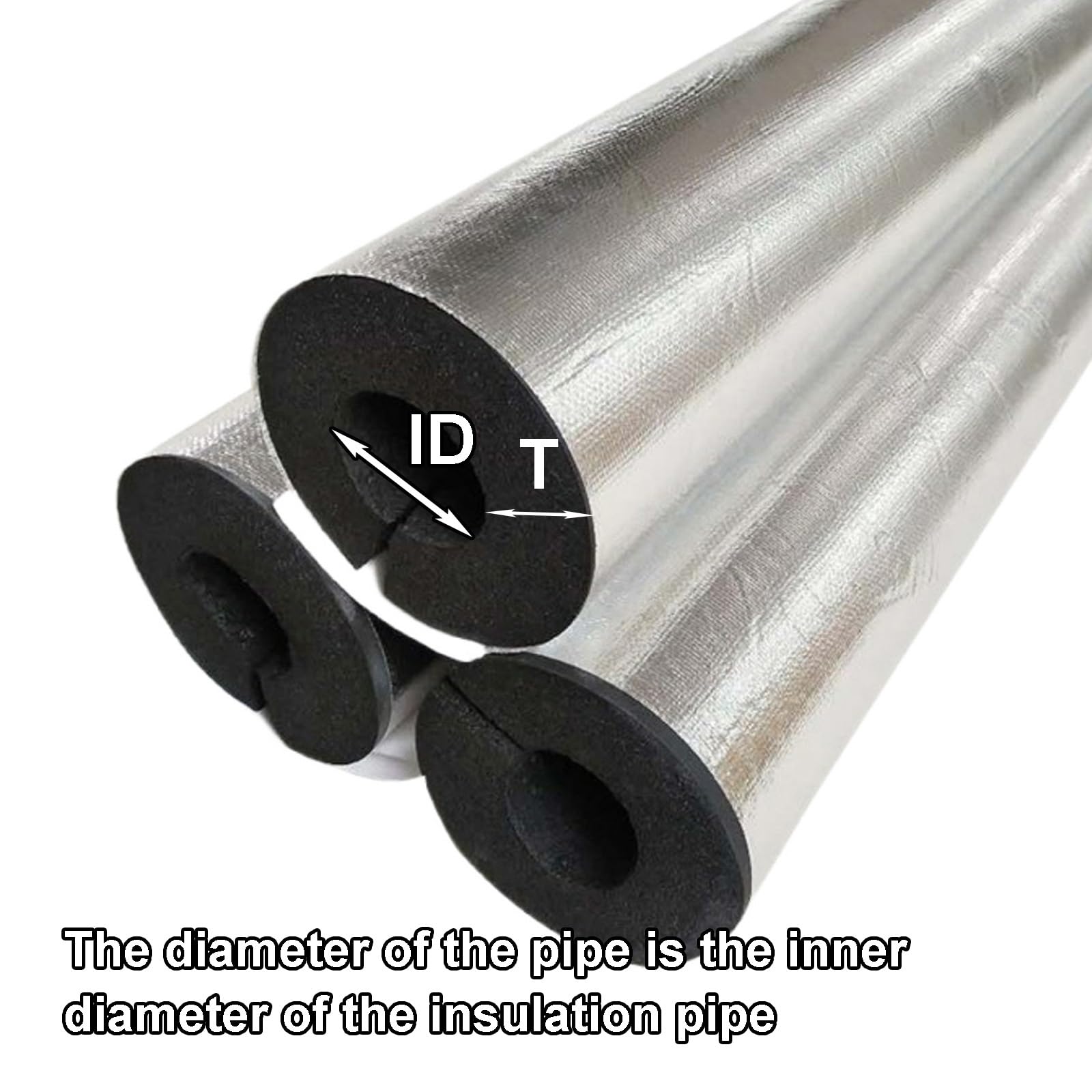 95cm Guaina Isolante in Gomma, ID 22-120mm Tubo Isolante Antigelo per Esterni, Isolante per Tubi in Foglio di Alluminio Autosigillante, per Tubi dell'Acqua Fredda e Calda(TK 30mm/1.2",ID 120 mm/4.7")