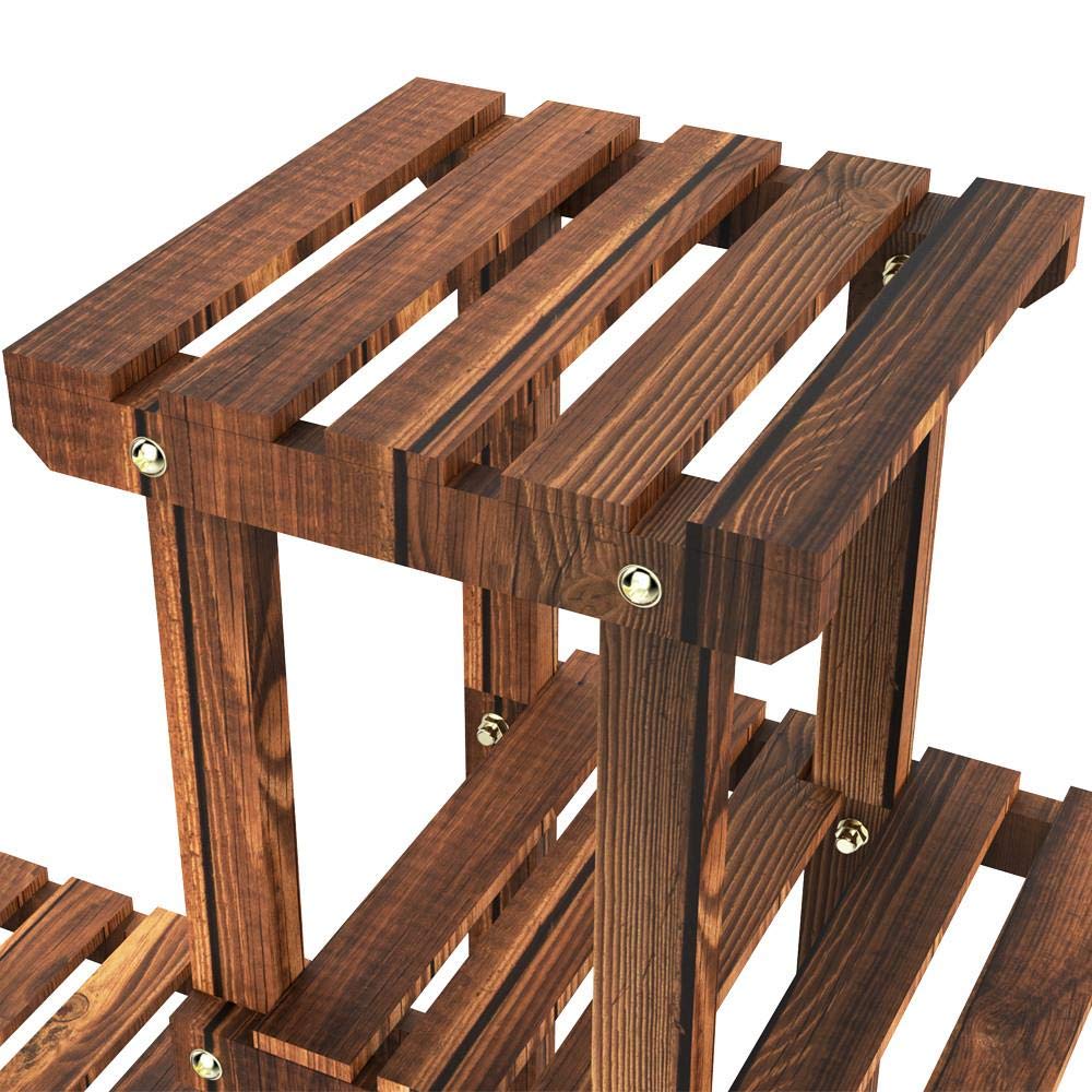 Yaheetech Scaffale per Piante Ripiani per Fiori Porta Vasi in Legno Fioriera Verticale a Scala Multi-Strato da Balcone Espositore Interno Esterno Giardino Decorativo a 6 Ripiani Ruote 124x33x80 cm