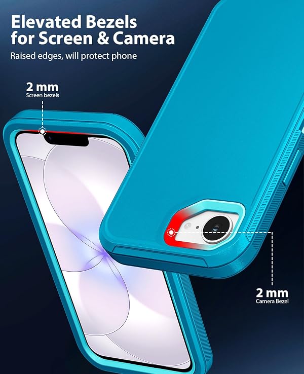 Jelanry Case for iPhone 17e 5G 2026, Heavy Duty & Rugged Dual-Layer with USB C Port Anti Dust/Scratch Shockproof Protection Phone Cases Armor Back Cover for Apple iPhone 17e 5G 6.1-inches, Turquoise by Jelanry - Used condition - Image 4
