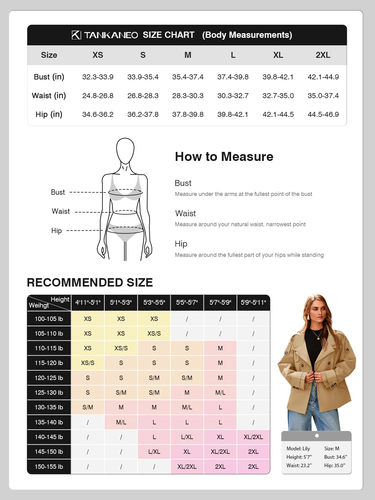 Tankaneo Trench corto da donna, oversize, doppiopetto, colletto alla coreana, giacca corta autunnale casual da lavoro