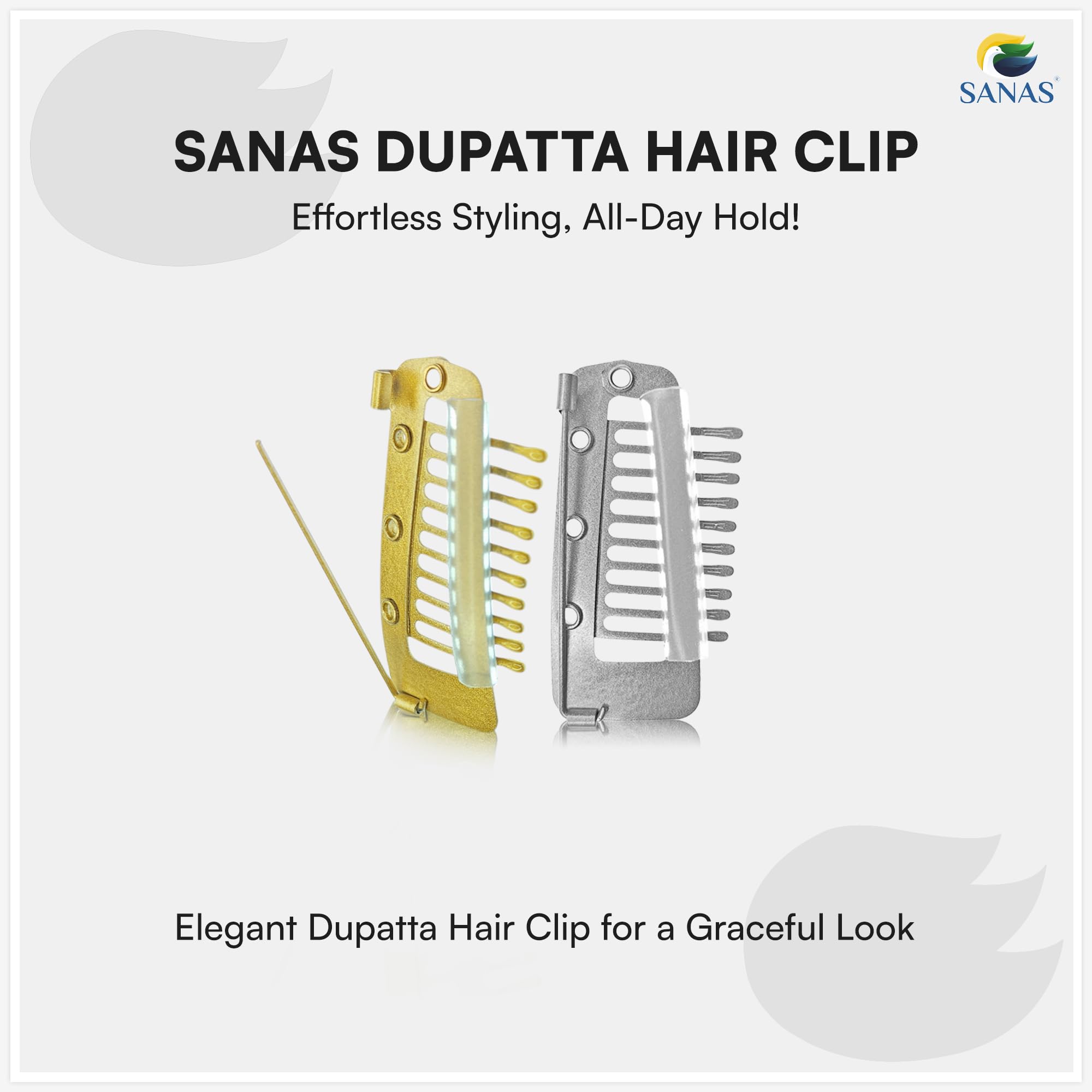 Sanas Hair Extension Clips For Women (8Pcs) Dupatta Clips For Brides (10 Teeth) Dupatta Safety Pins Fead Bridal Dupatta Setting Clip Safety Hijab Hair Pins (8Pcs) (Multicolor) - Image 7 thumbnail