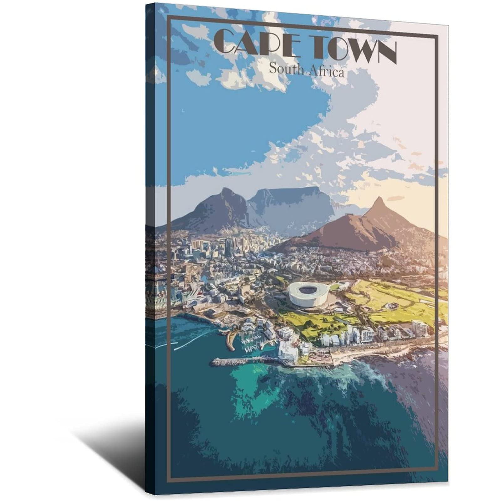 ZSEFV Cape Town South Africa Vintage Travel Poster Skyline Decorative Posters Modern Bedroom Canvas Art Poster Picture Painting Posters Wall Decor art Gift