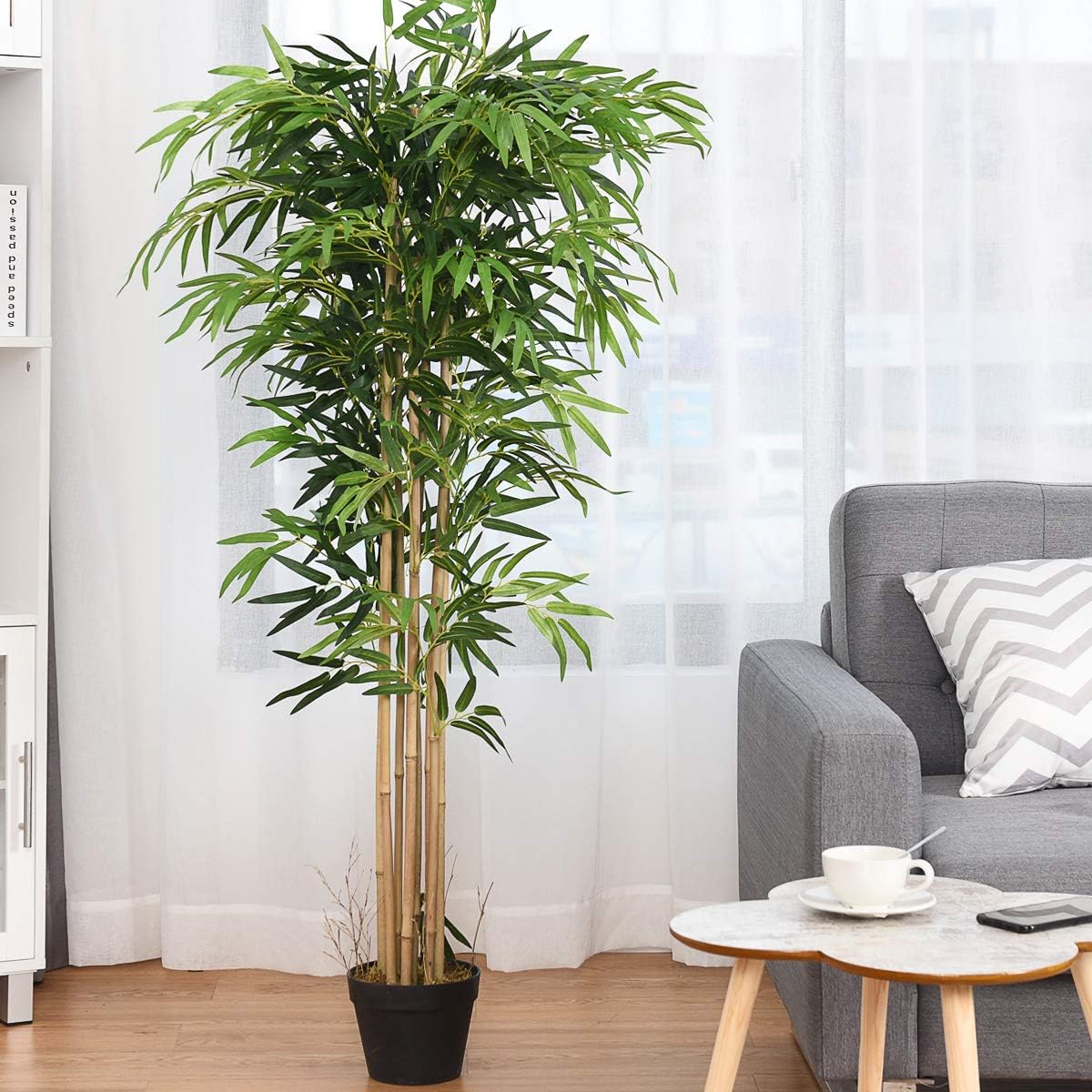 BestComfort 5 Feet Artificial Bamboo Silk Tree, Decorative Indoor House Fake Plant, Artificial Leafy Tree Faux Potted Indoor Floor Plant for Home Office Decor
