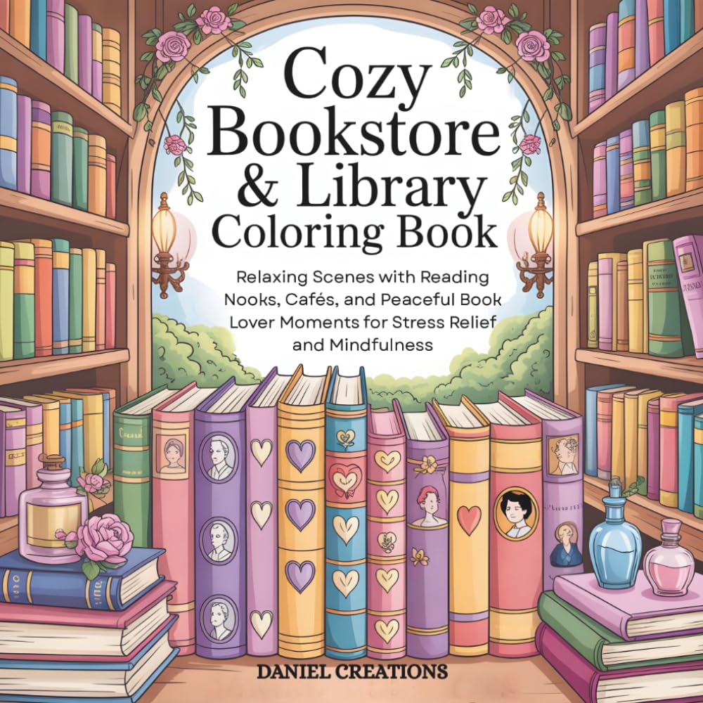 Cozy Bookstore & Library Coloring Book: Relaxing Scenes with Reading Nooks, Cafés, and Peaceful Book Lover Moments for Stress Relief and Mindfulness