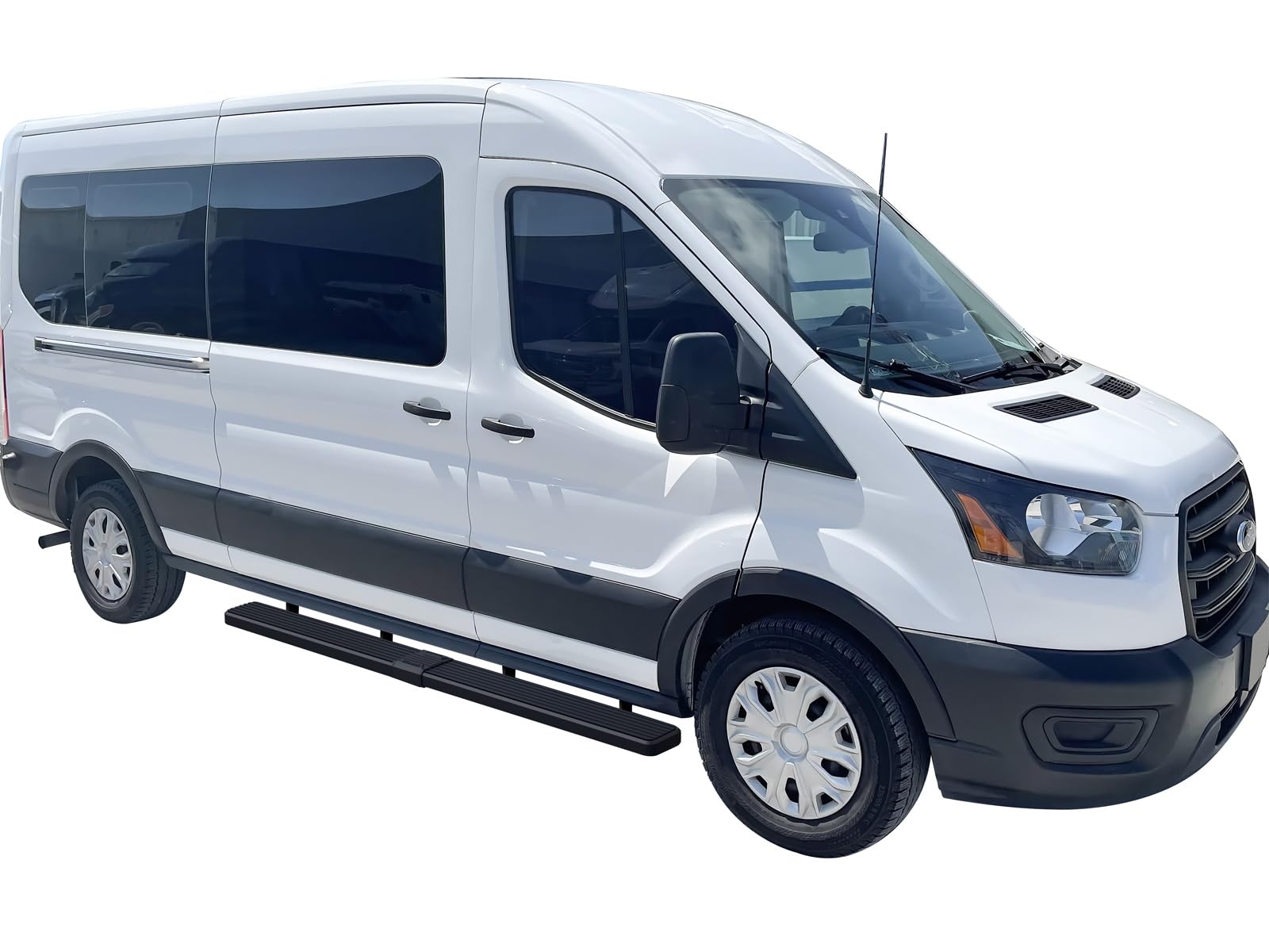 APS Premium 6in Stainless Steel Black Running Boards Compatible with Ford Transit 2015-2025 Full Size Van 3-Door (Exclude 2022-2025 E-Transit) (Nerf Bars Side Steps Side Bars)