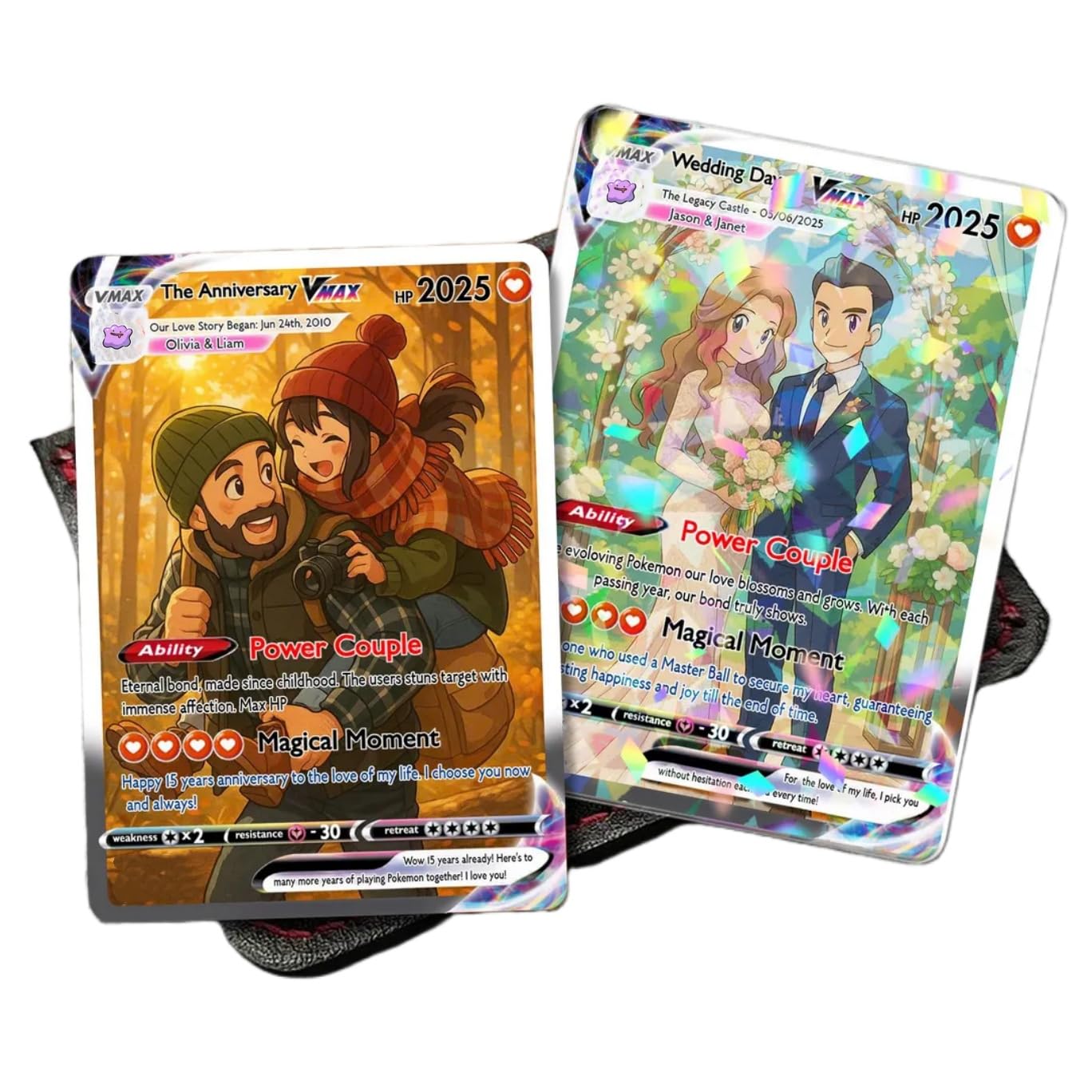 pokemon anniversary card Custom Couple Pkm Card, Personalized Anniversary Trading Card, Anime C main image 1