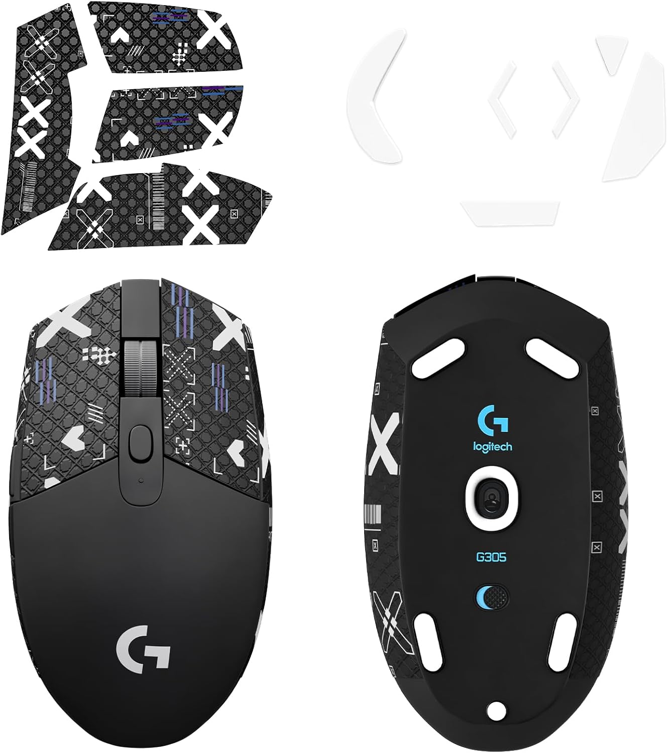 JINGDU Gaming Mouse Anti Slip Grip Tape and Mouse Feet Set Compatible with Logitech