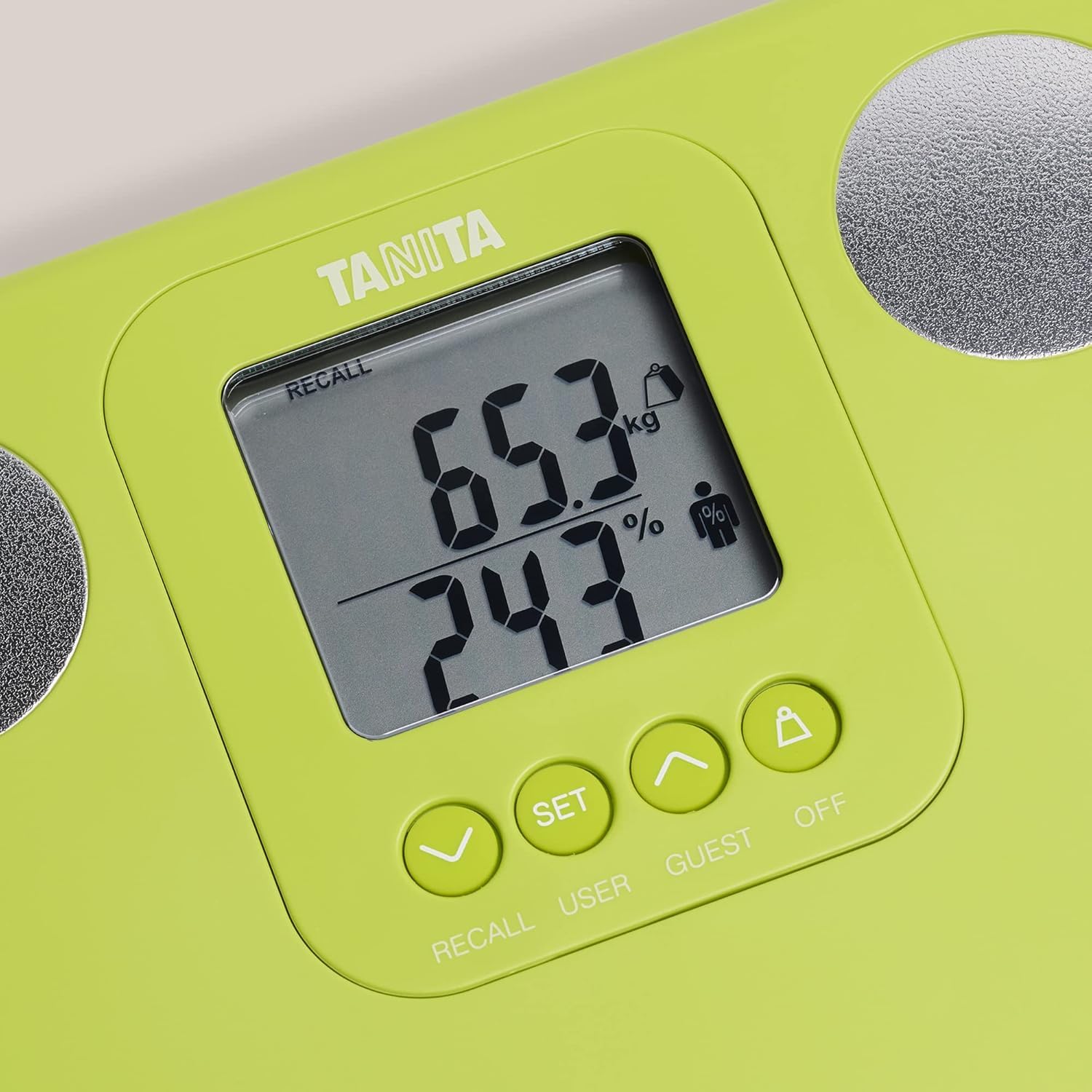 TANITA BC-730 Inteligentna waga do pomiaru masy ciała i tkanki tłuszczowej – cyfrowa waga łazienkowa, waga do pomiaru tkanki tłuszczowej z wyświetlaczem LCD, kompaktowa waga, zielona