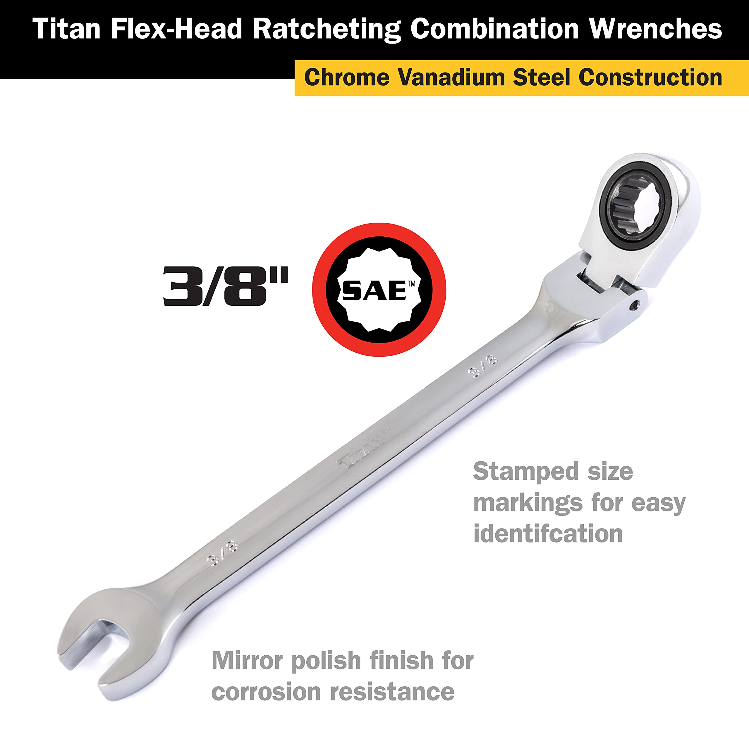 Amazon | Titan Tools 12903 3/8インチ フレックスラチェットレンチ