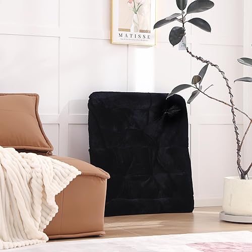 Miniatura 8 de Cómoda silla plegable con otomana, silla plegable de piel sintética de gran tamaño, silla suave y peluda con marco de metal, silla de luna para