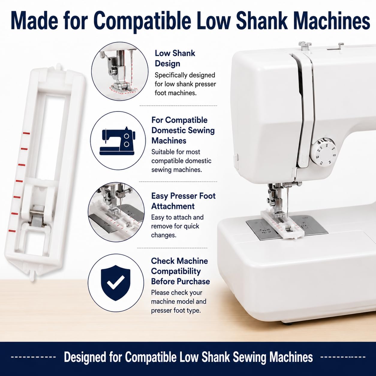 Zenith Button Hole 4 Step Pressure Foot Sewing Machine Presser Foot Fit for Most Low Shank Sewing Machines White Color Plastic White Color — Amazon image 5
