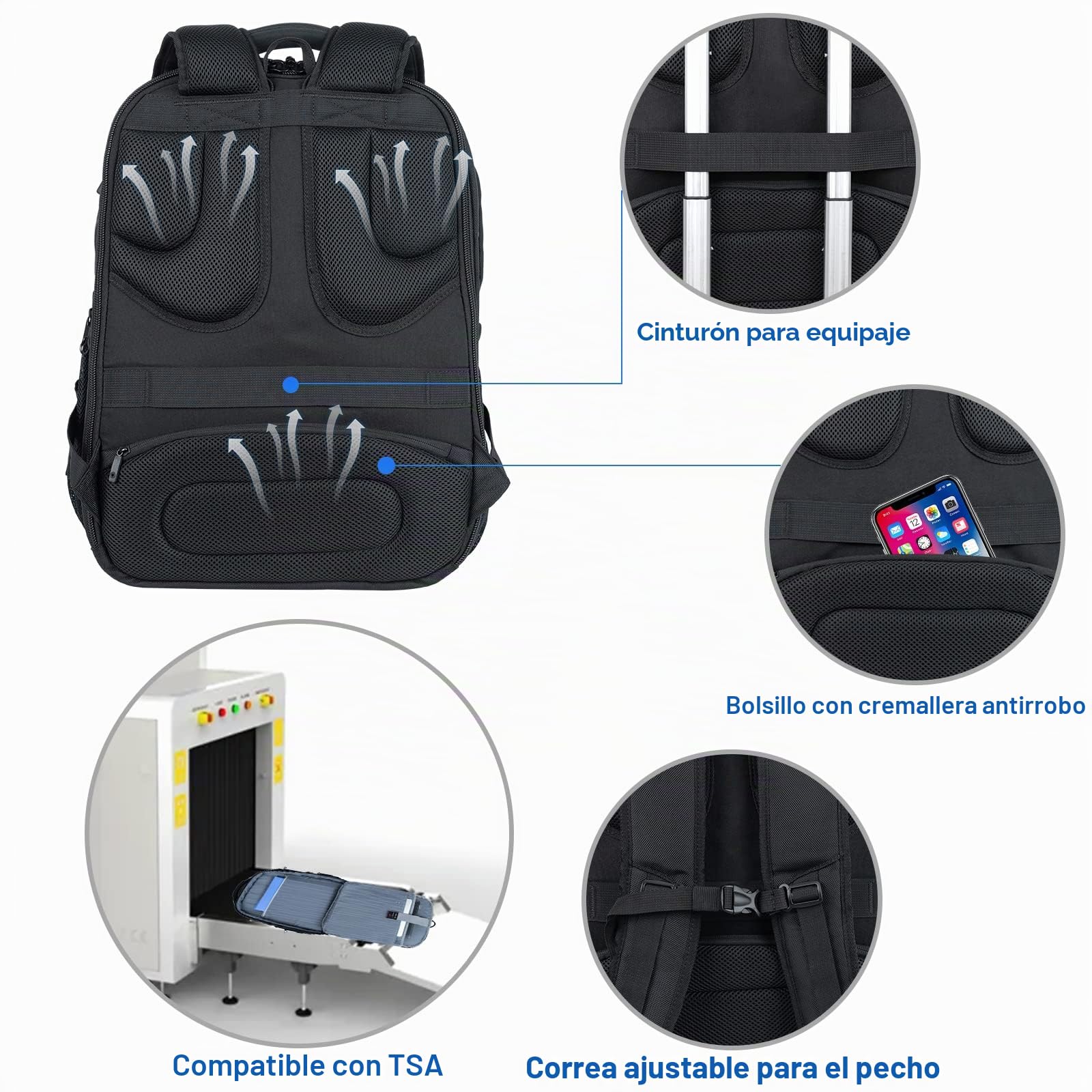 KROSER TSA Friendly - Mochila de viaje para portátil de 17.3 pulgadas
