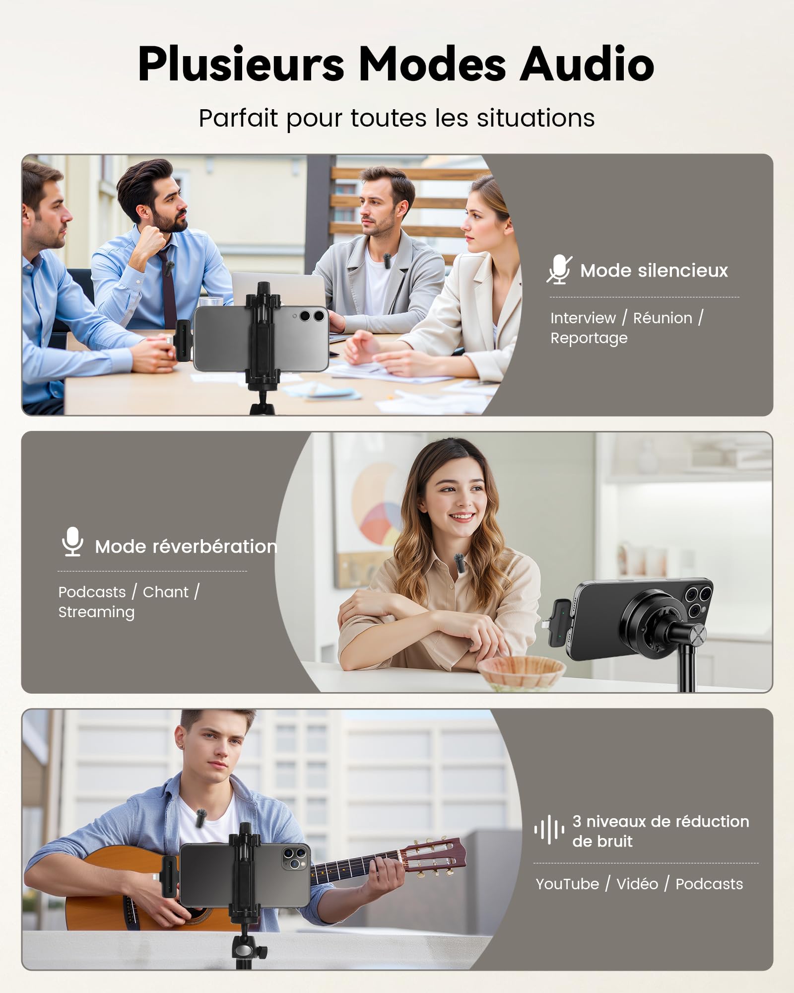Micro Cravate Sans Fil avec Boîtier de Charge pour lPhone, lPad et Android , Mini Microphone Sans Fil avec Réduction de Bruit, 36H d’Autonomie, Idéal pour Vidéo, YouTube, Vlog et Live Streaming