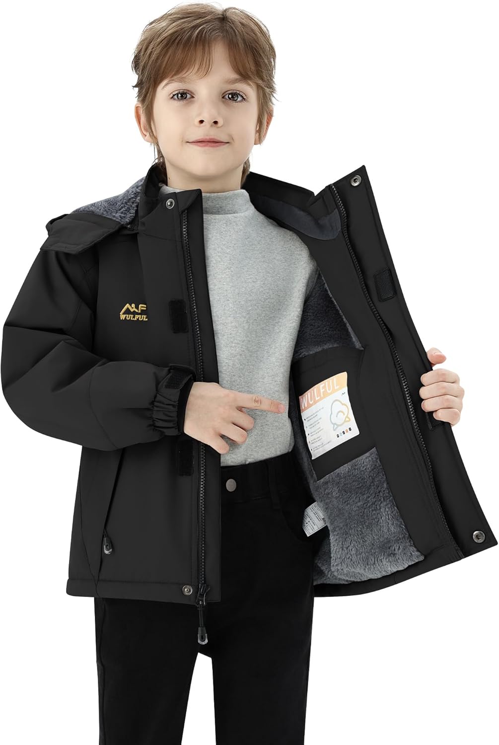 WULFUL Boy’s Winter Waterproof Ski Coat Kids Thick Fleece Snow Jacket Outdoor Windproof Coat - Image 2