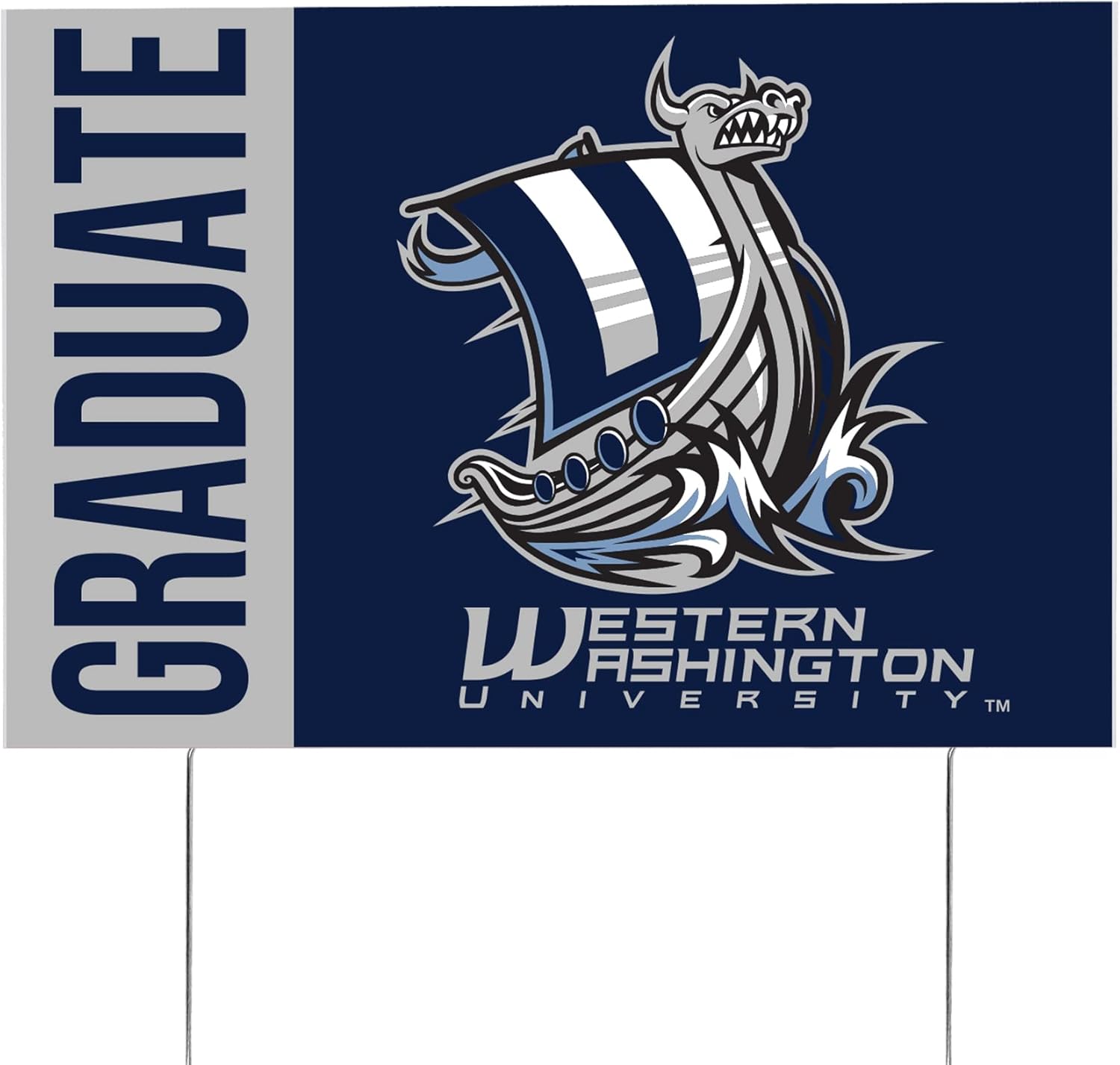 Western Washington University Graduating Graduate Sign House 12 Inches x 18 Inches With Stakes (Grad Sign 3)