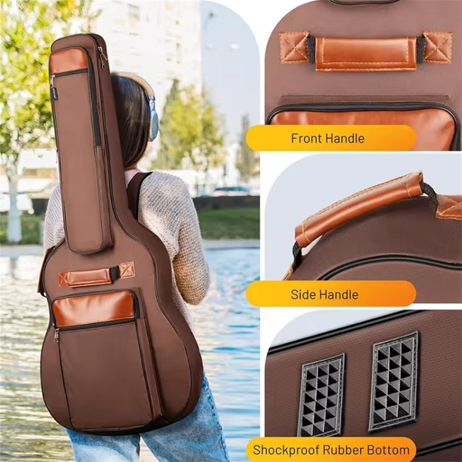 Funda para Guitarra Mochila Impermeable Oxford 600d de 41 Pulgadas for Guitarra clásica y Folk