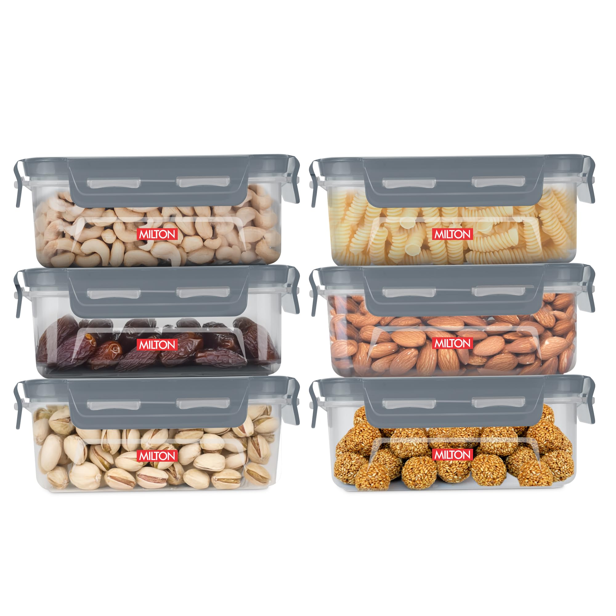 MILTON Lock It Modular Kitchen Container Setof 6, 740 ml each I Airtight Lid | BPA-Free Food Grade | Four Side Lock Lid I Transparent, Stackable I Dishwasher Safe I Ideal for Spices, Sugar, Tea-image-10