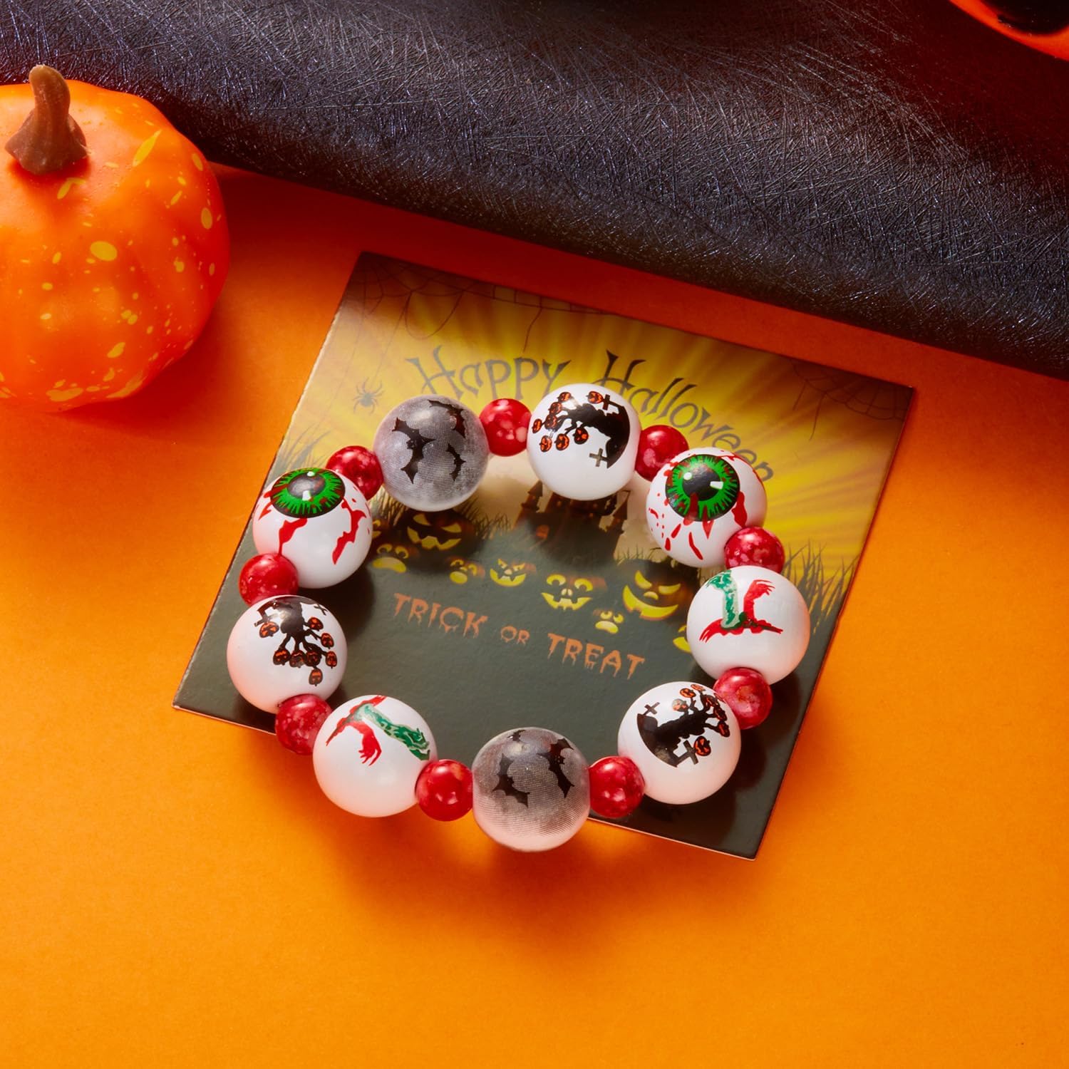 Halloween Bead Bracelets for Women Bead Blood Drops Bracelet Goth Chunky Beaded Bracelet Halloween Vampires Costume Accessories - Image 4