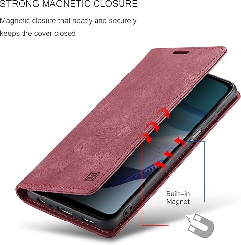 Miniatura 6 de Funda tipo cartera para Motorola G 5G 2023, protección magnética, de piel sintética, con tarjetero, ranura para efectivo, bloqueo RFID, función