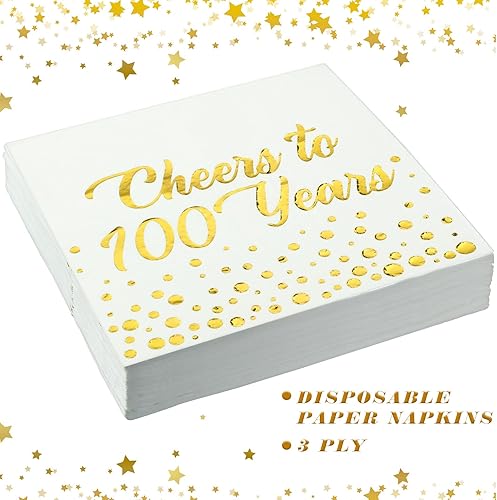Miniatura 4 de Qilery 100 servilletas de papel de aluminio dorado para decoración de cumpleaños, aniversario y cumpleaños, servilletas de cóctel plegadas de 6.5 x
