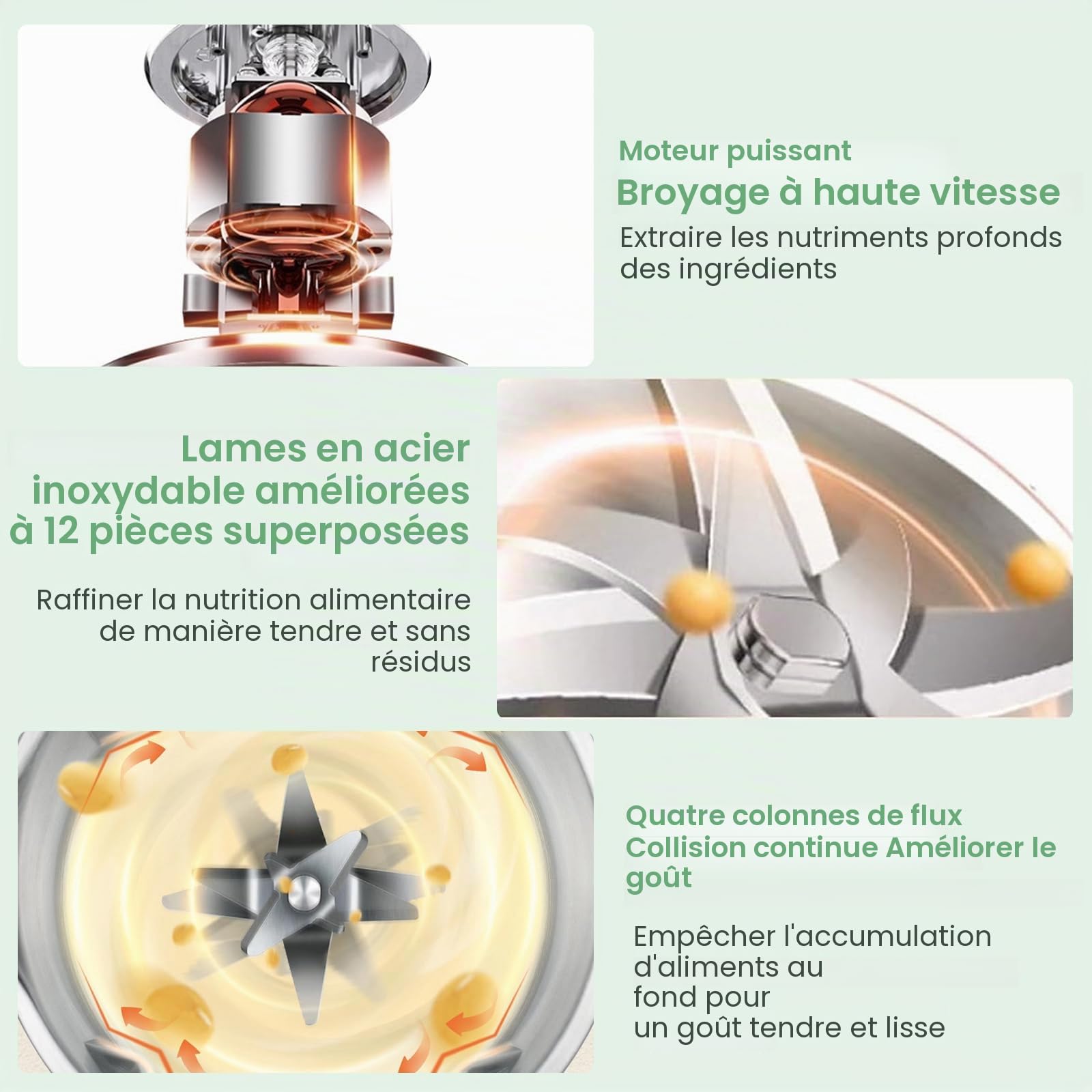 Machine à lait de soja 8 en 1 - 1200 ml - Machine à lait d'amande automatique avec 12 lames pour lait végétal fait maison, avoine, soja - 12 lames avec minuterie, fonction de maintien au chaud (vert)