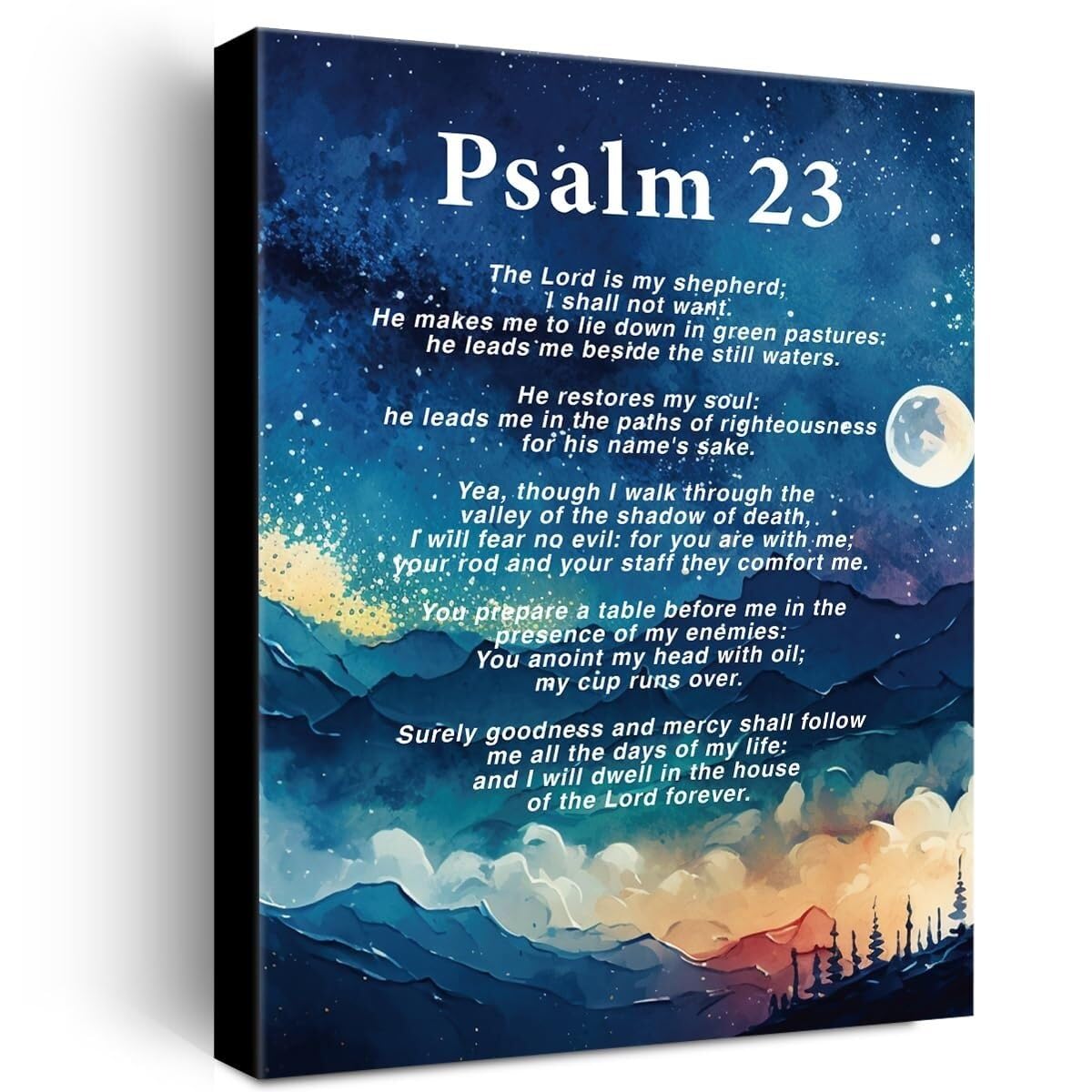 FOPURE Bible Verse Canvas Art Psalm 23, The Lord is My Shepherd Scripture Print, Uplifting Christian Decor for Home Office and Bedroom(Framed,16x24inch(40x60cm))