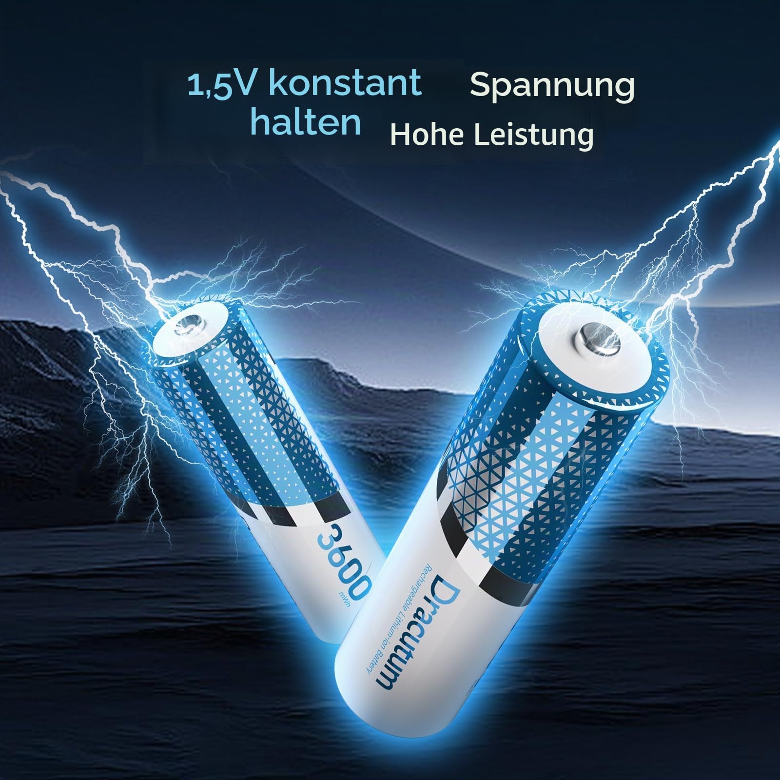 Wiederaufladbare AA Lithium Akkus 12 Pack mit Ladegerät, 1.5V 3600mWh Hohe Kapazität Wiederaufladbare AA Akkus, 2000 Zyklen Lang anhaltende Li-Ion Doubel A Batterien