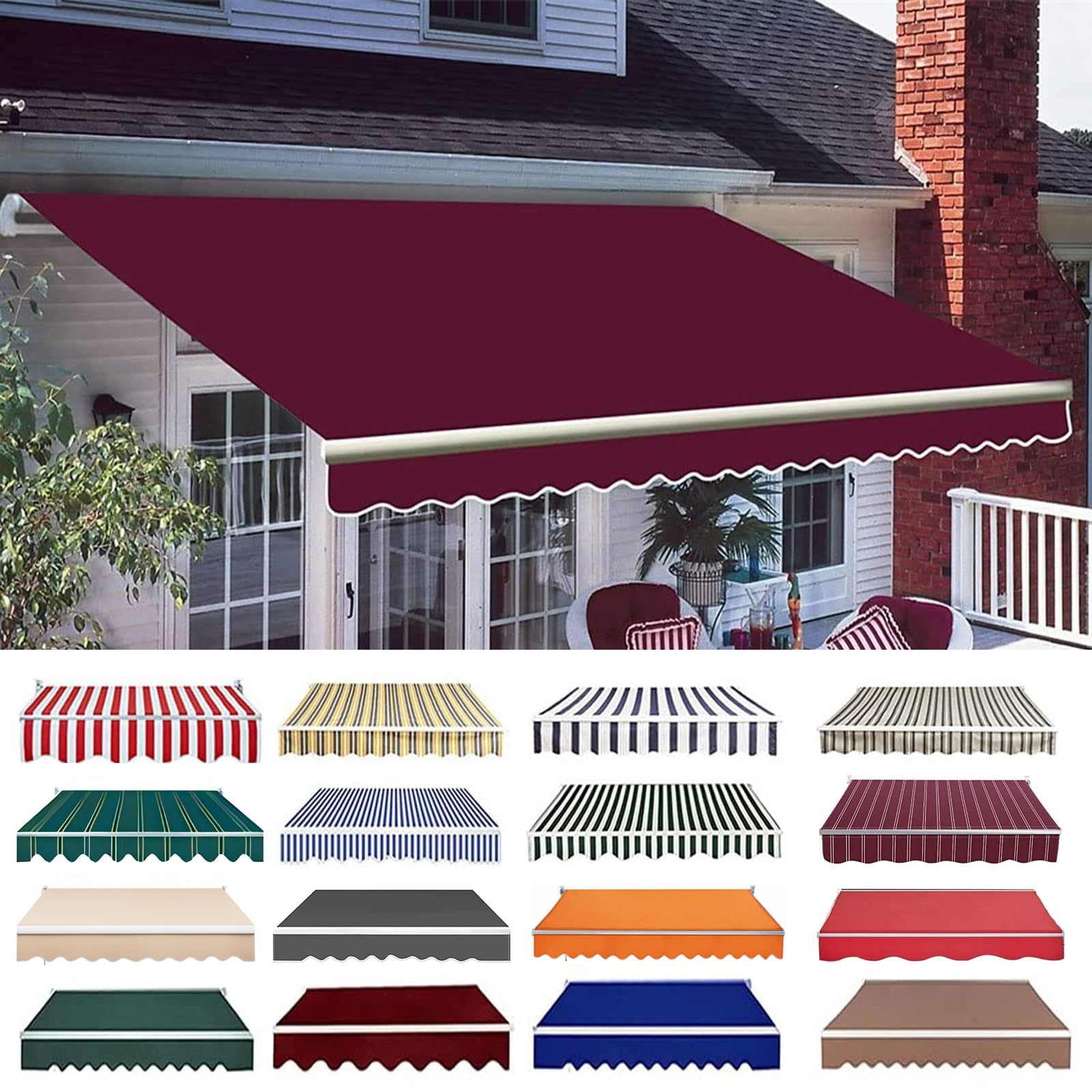 SAYEYBU Retractable Awning Fabric Replacement, Outdoor Sunshade Canopy Awning Cover Uv Protection Waterproof 100% Polyester Sun Shade Shelter for Yard, Deck, Balcony,03,(13x8ft) 4x2.4m — image 1