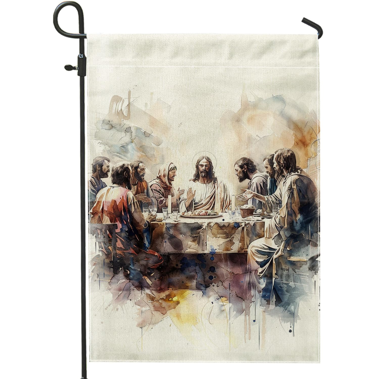 Last Supper Garden Flag, Vintage Religious Art Decor, Jesus and Disciples Inspirational Yard Flag, Double Sided Holiday Outdoor Decoration 12x18 Inch