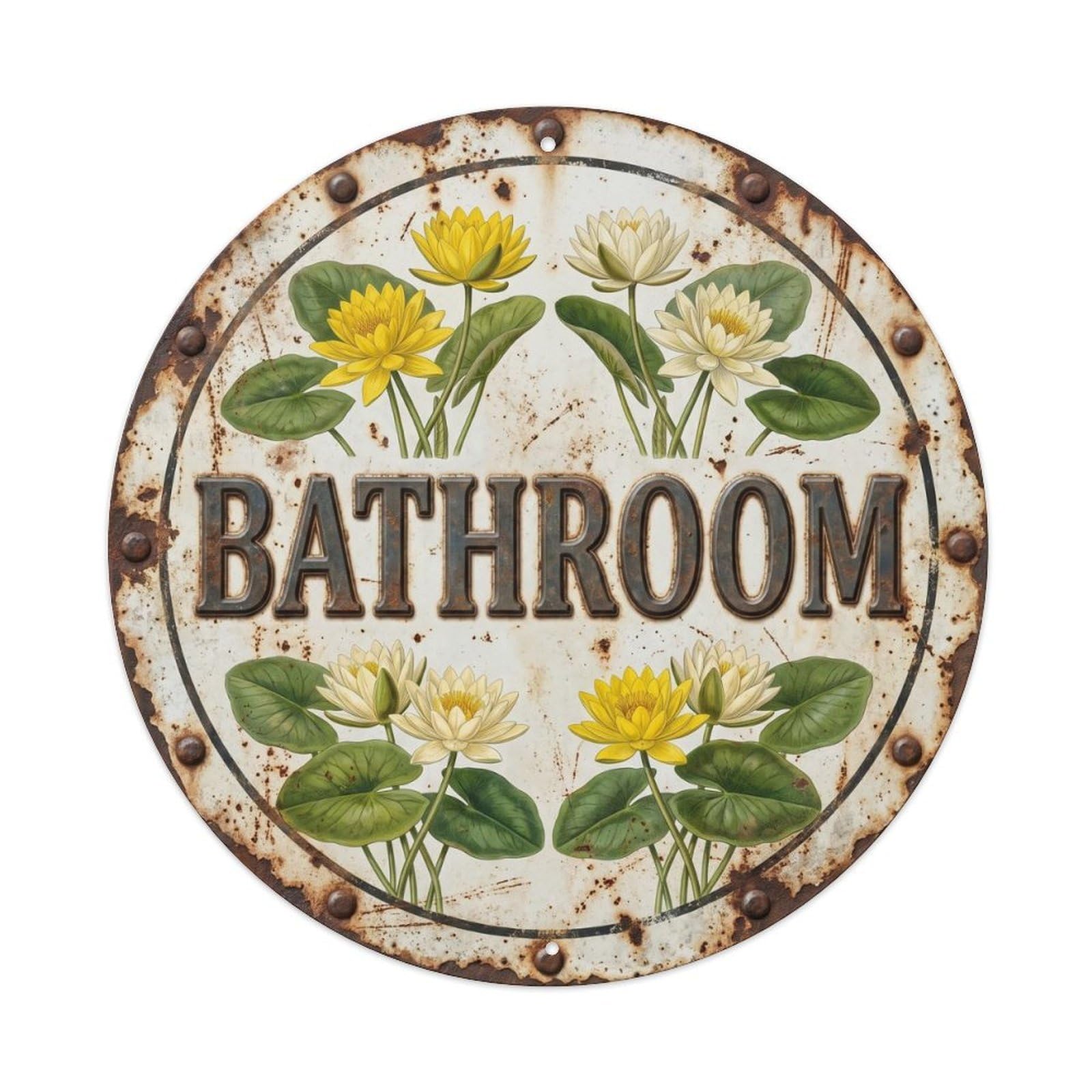 Botanical Floral Room Label Bathroom Daffodil Metal Tin Sign