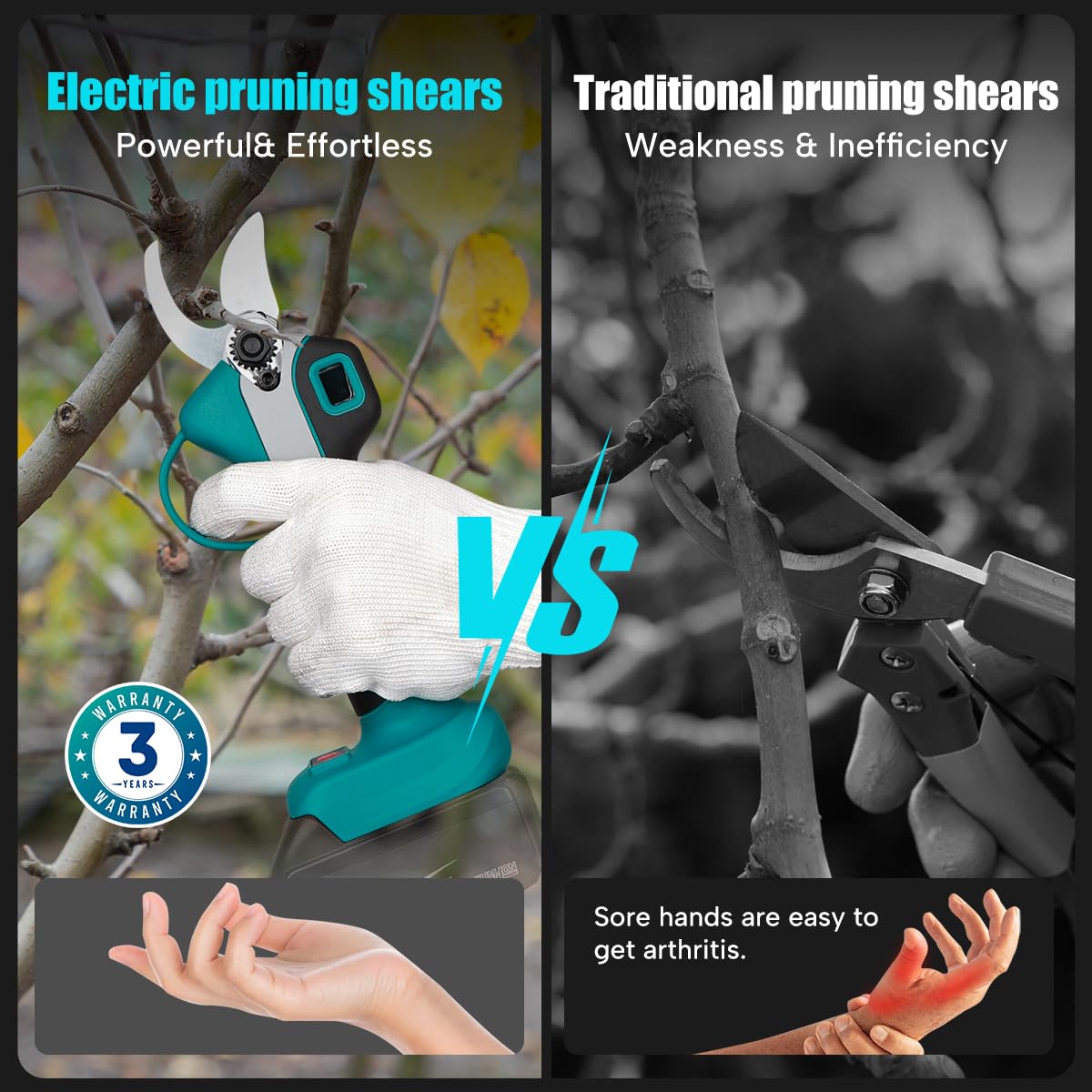 ANANCYI Elektrische Gartenschere Drahtlose 18V Schnittmaschine 30mm Zum Beschneiden Von Bäumen und Sträuchern Sowie Obstbäumen, For Makita BL-Batterie