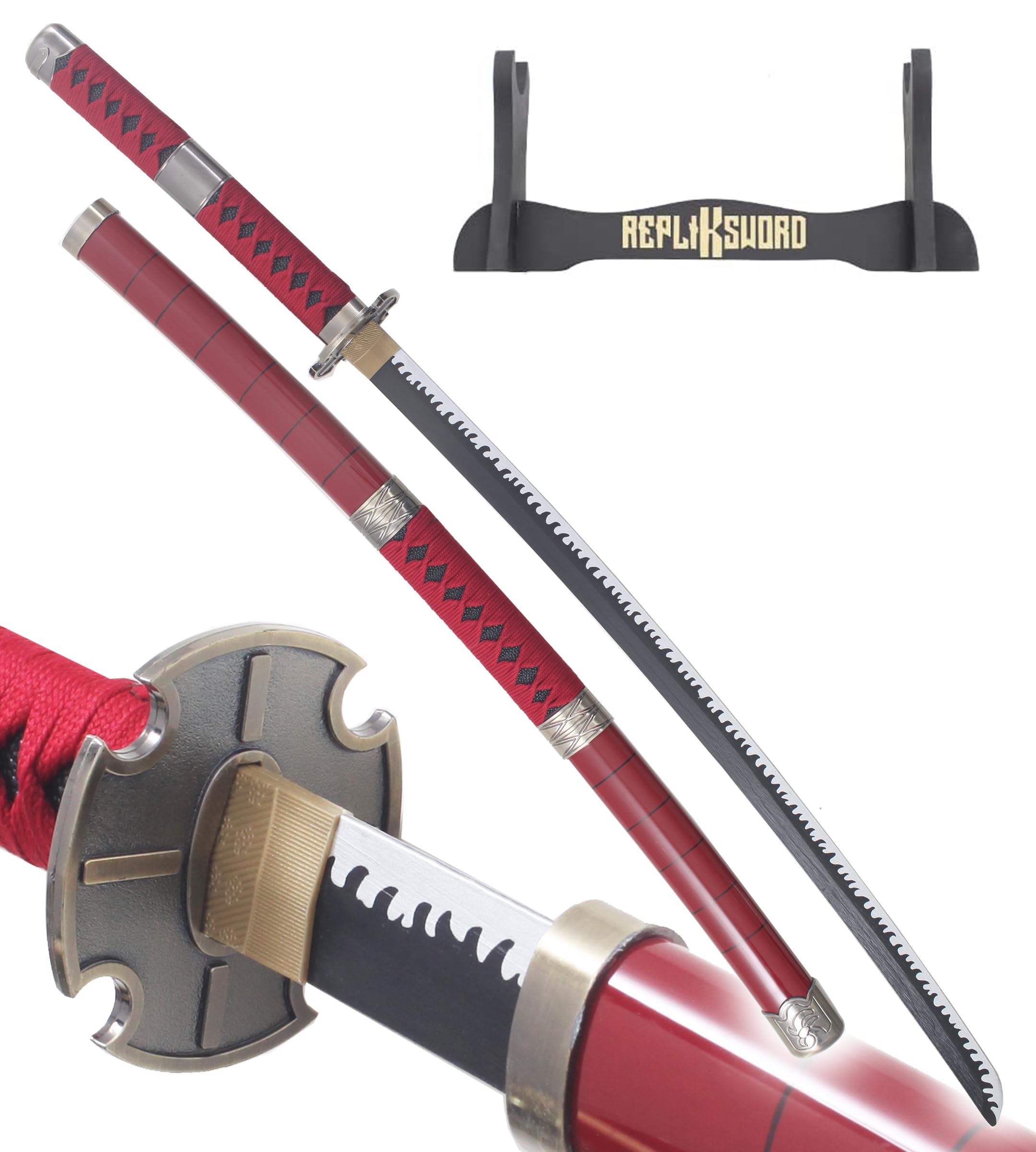 One Piece Katana Zoro Sabre Lame en Bois Epee Kitetsu Sandai Presentoir Bois