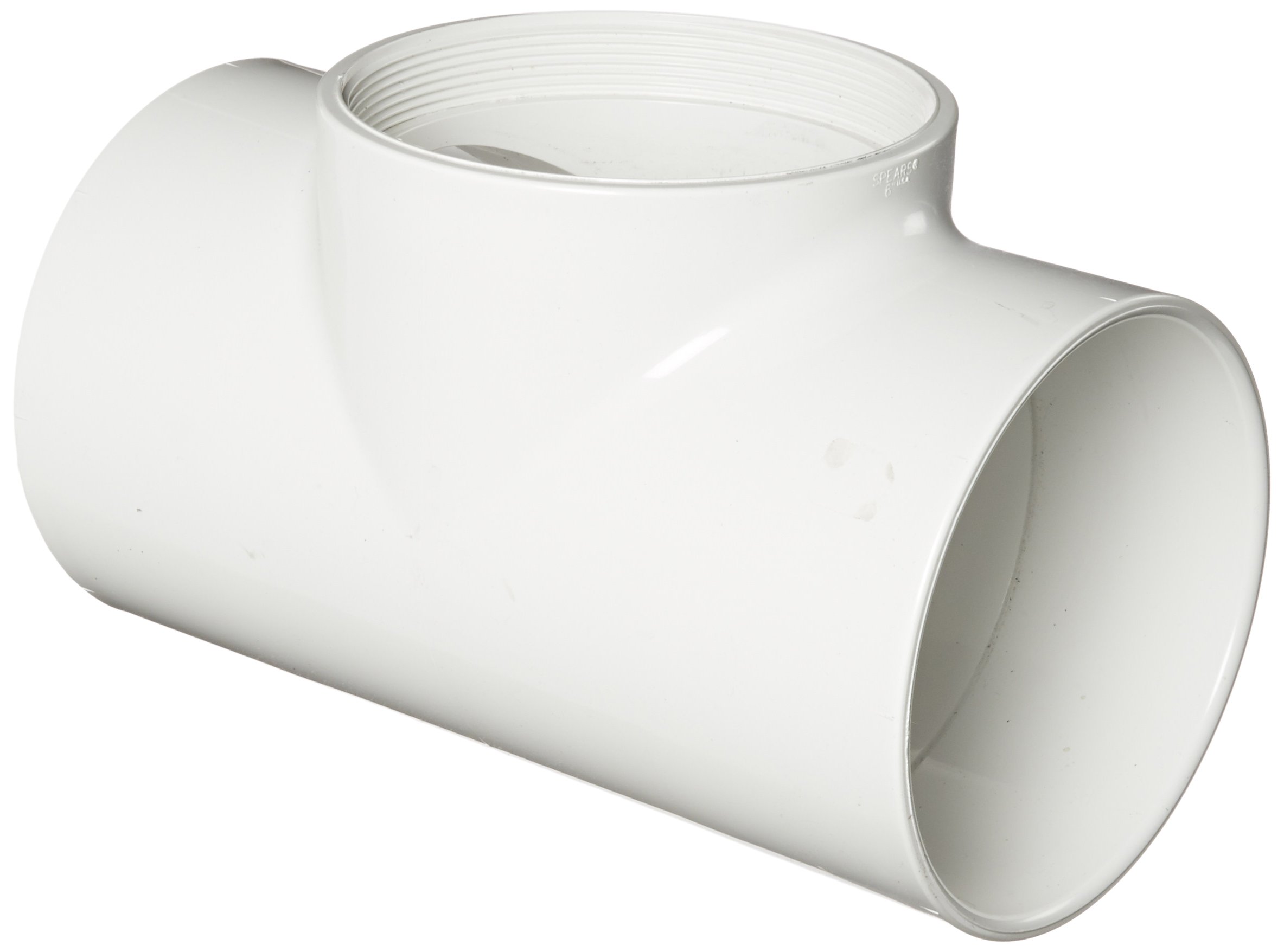 Spears P445 Series PVC DWV Pipe Fitting, Flush Tee, 6